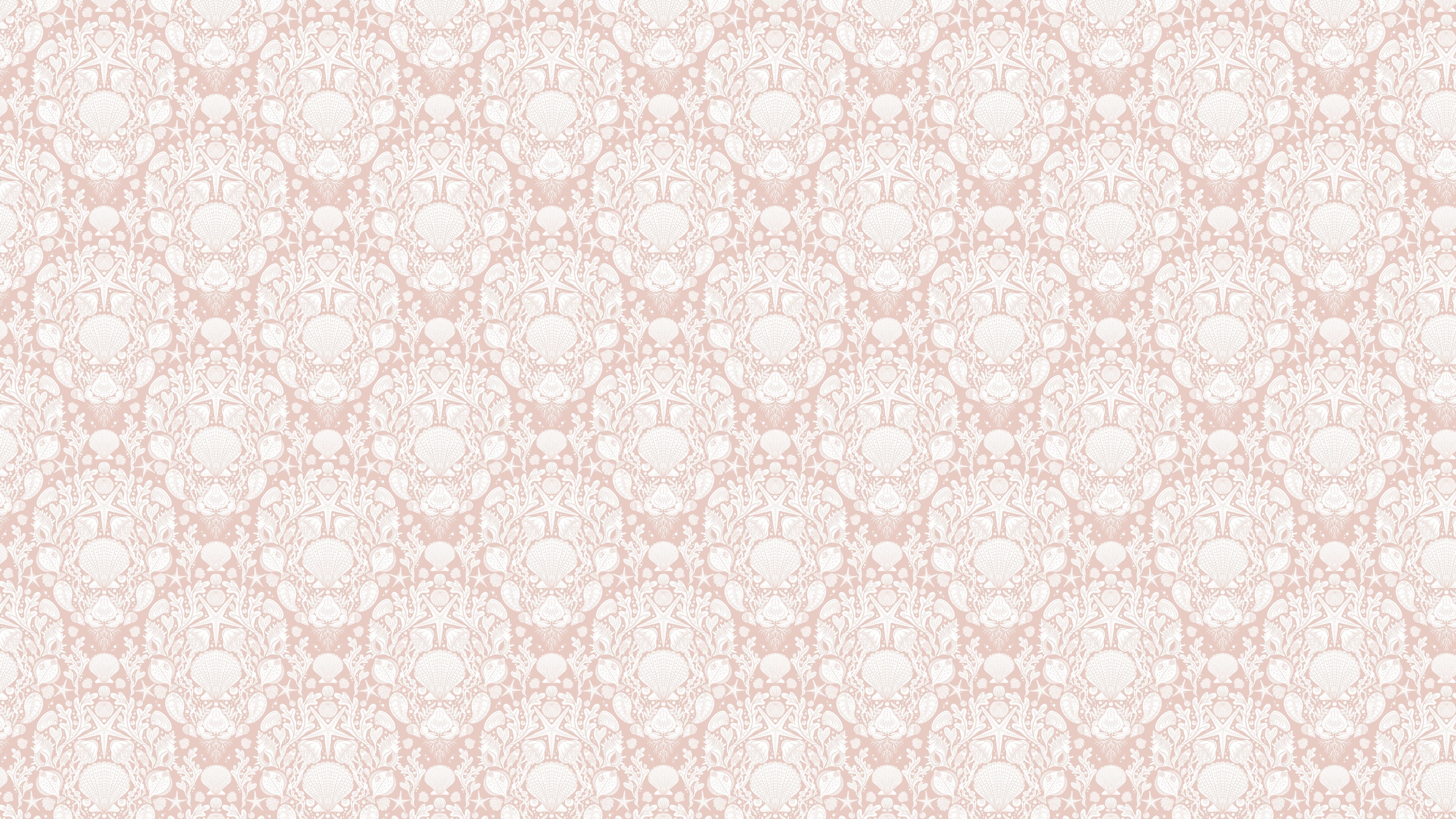 Deep Sea Damask - Blush – Marin tapet med havsdjur och växter