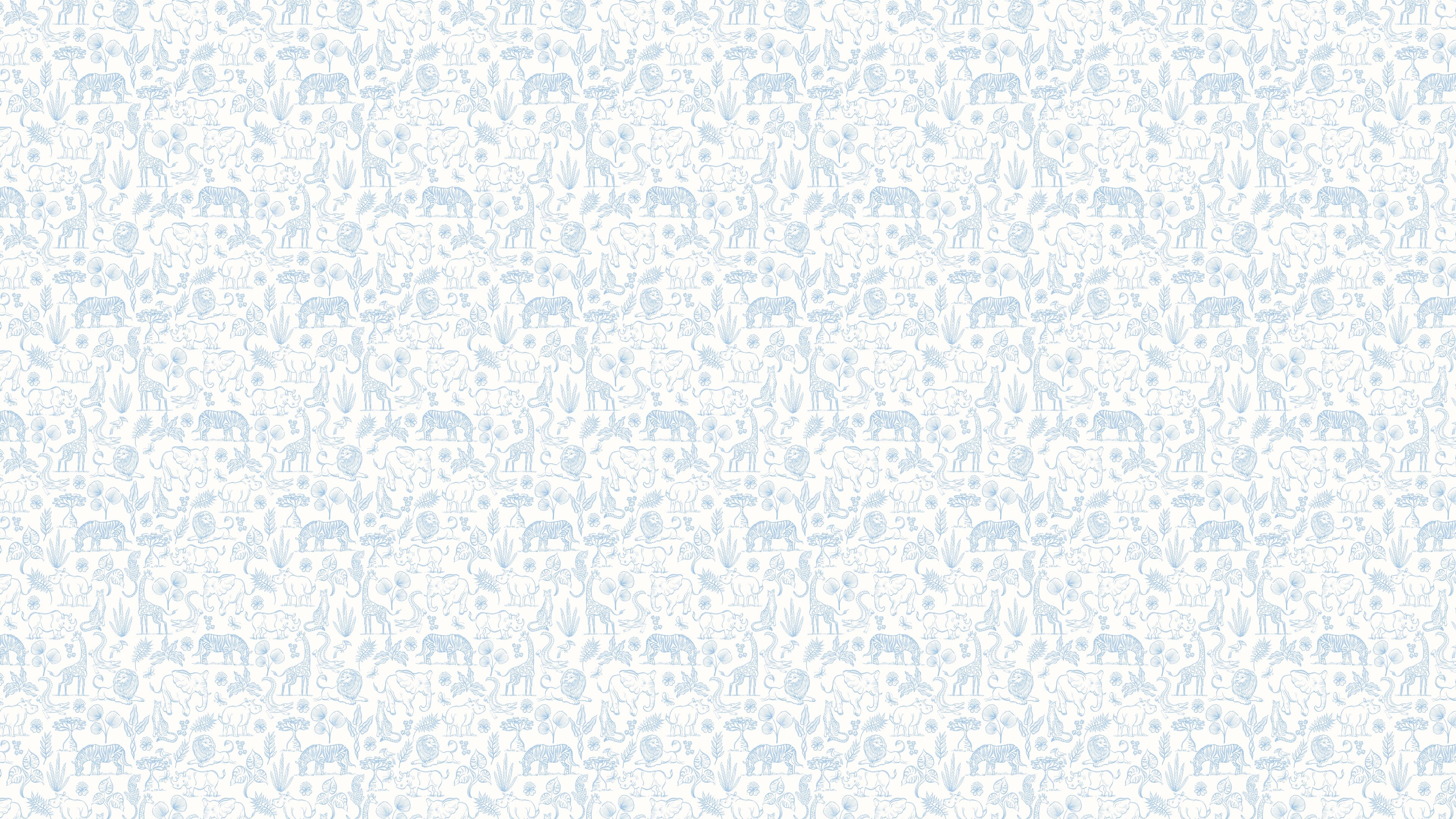 Watercolor Safari - Blå on Vit