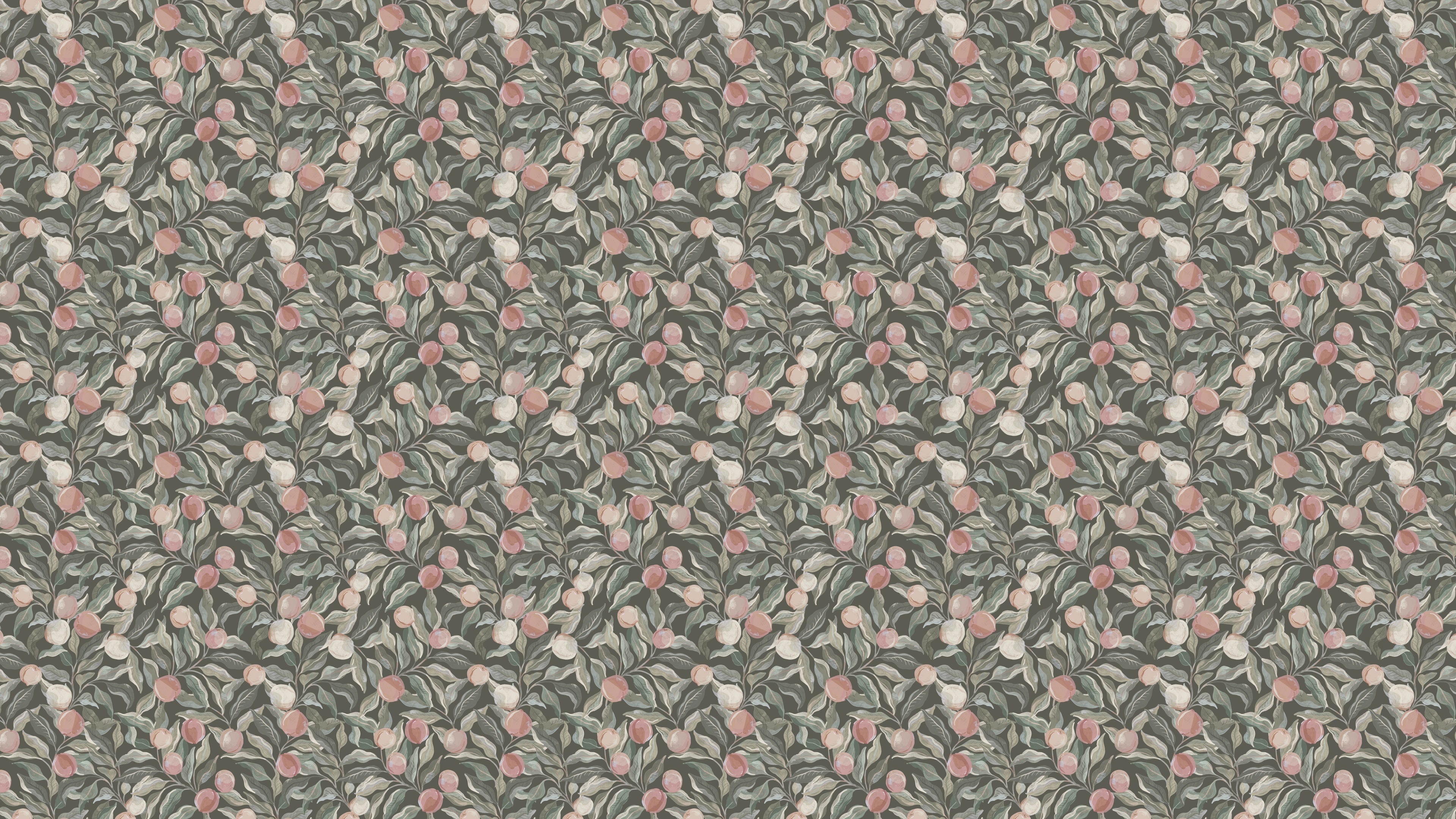 Painterly Peaches - Dark Grön