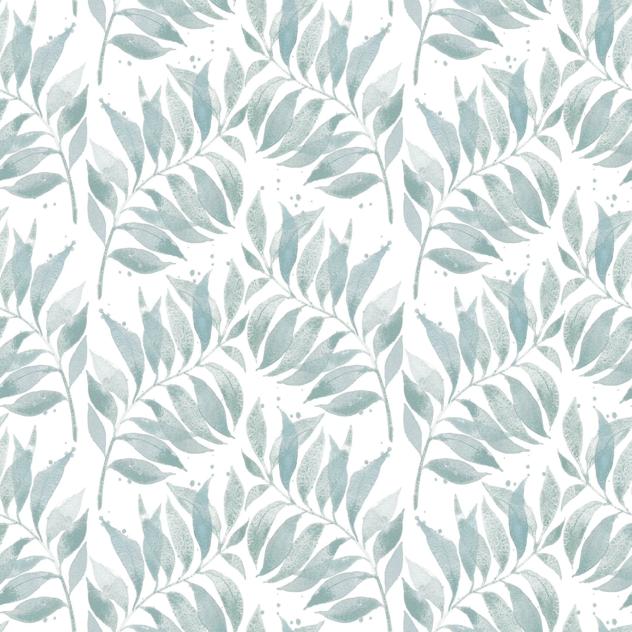 Textured Watercolor Palm Leaf - Aqua