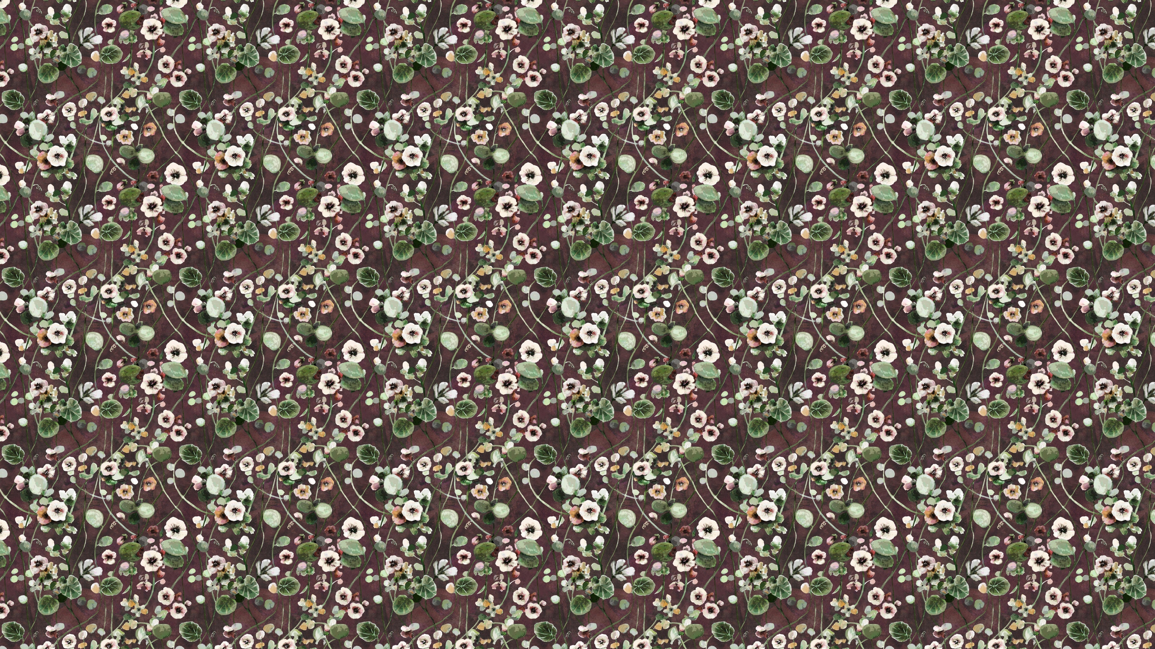 Reval Wallpaper Krasse - Vine - Handmålad tapet med levande blommor i röda toner – högkvalitativ tapet för en personlig oc...