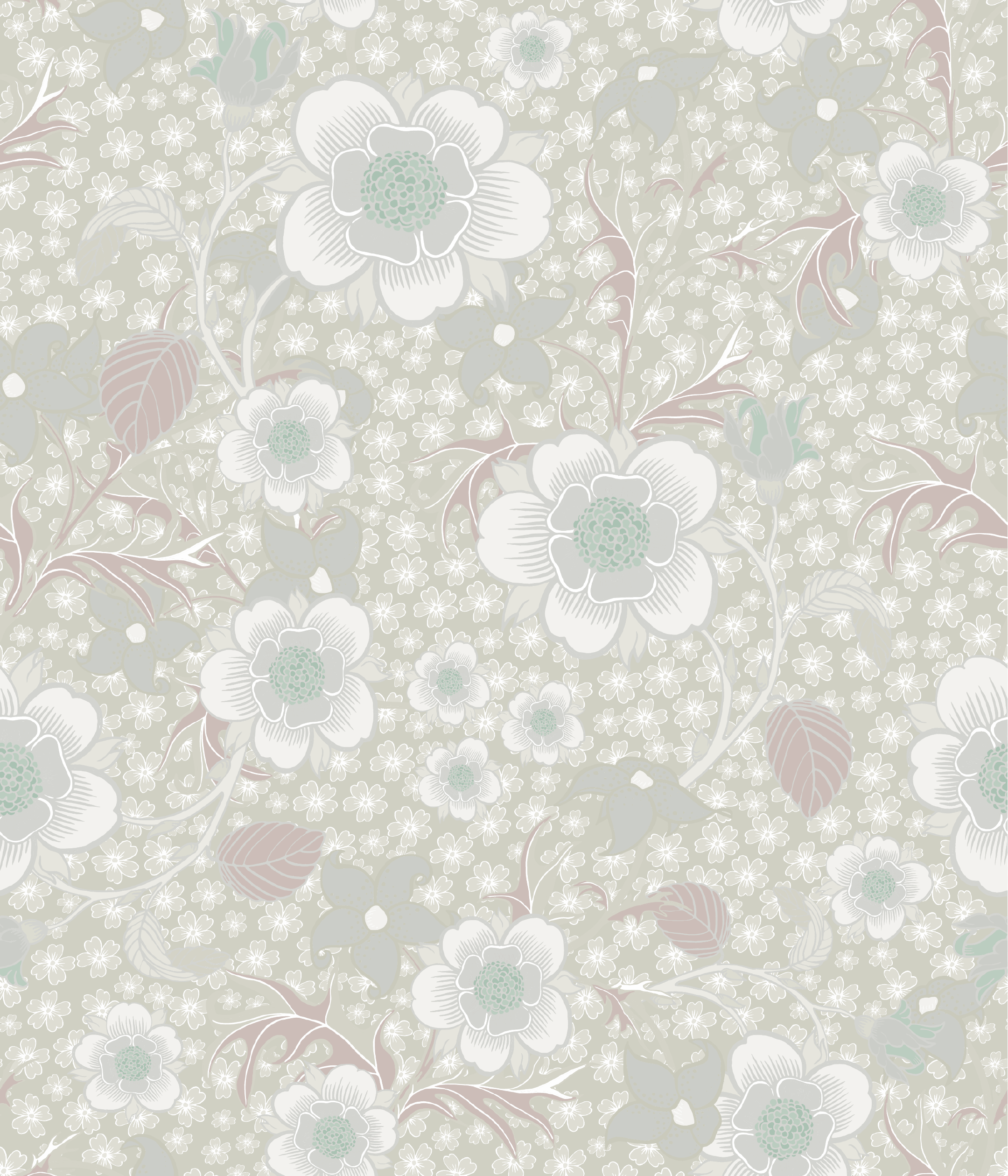 Springtime - Ljusrosa - Romantisk blommig tapet för sovrum