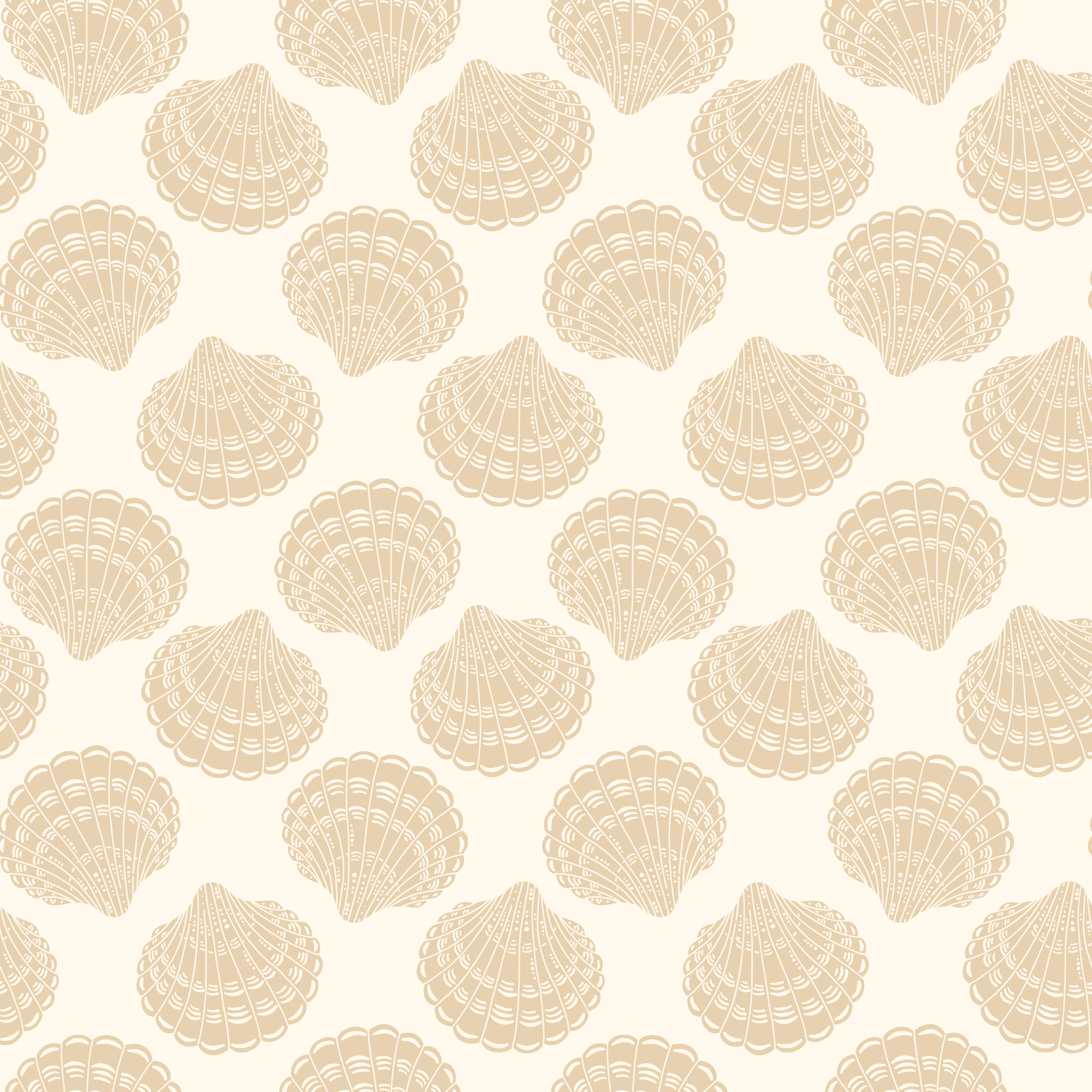 Vongole - Light Sand - Elegant tapet med musselskal i sandfärg