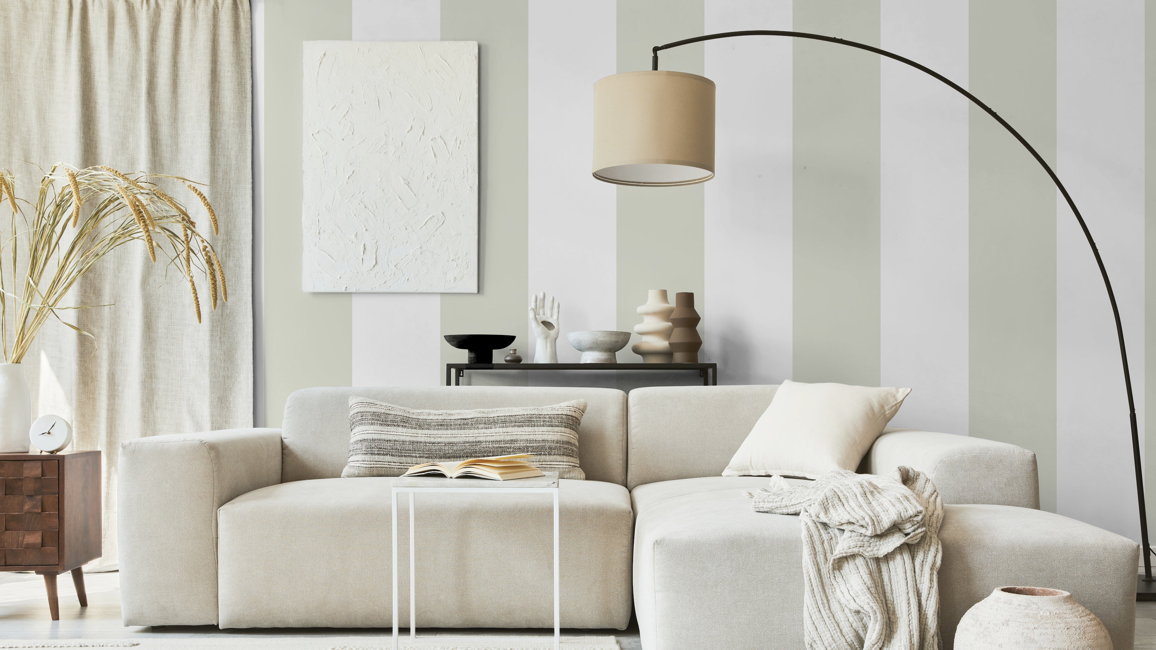 Big Stripes - Vit/Stockholmsvit - Klassisk randig tapet i vitt