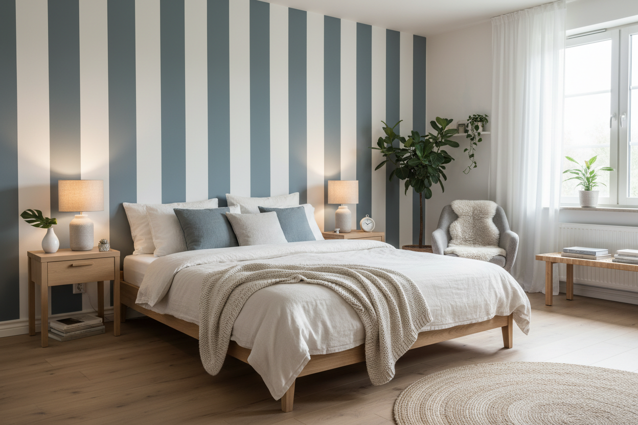 Big Stripes - Vit/Antracitgrå – Grafisk randig tapet i skandinavisk stil