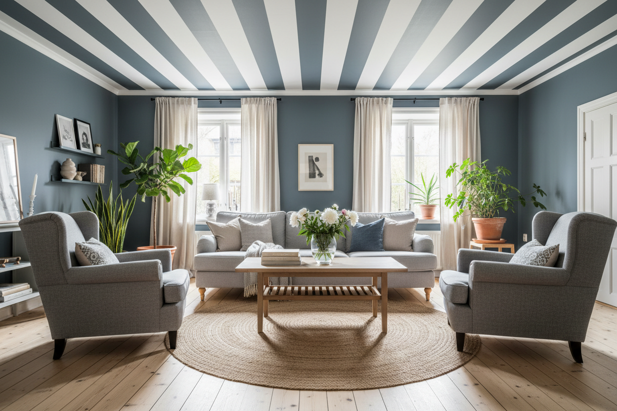 Big Stripes - Vit/Antracitgrå – Grafisk randig tapet i skandinavisk stil