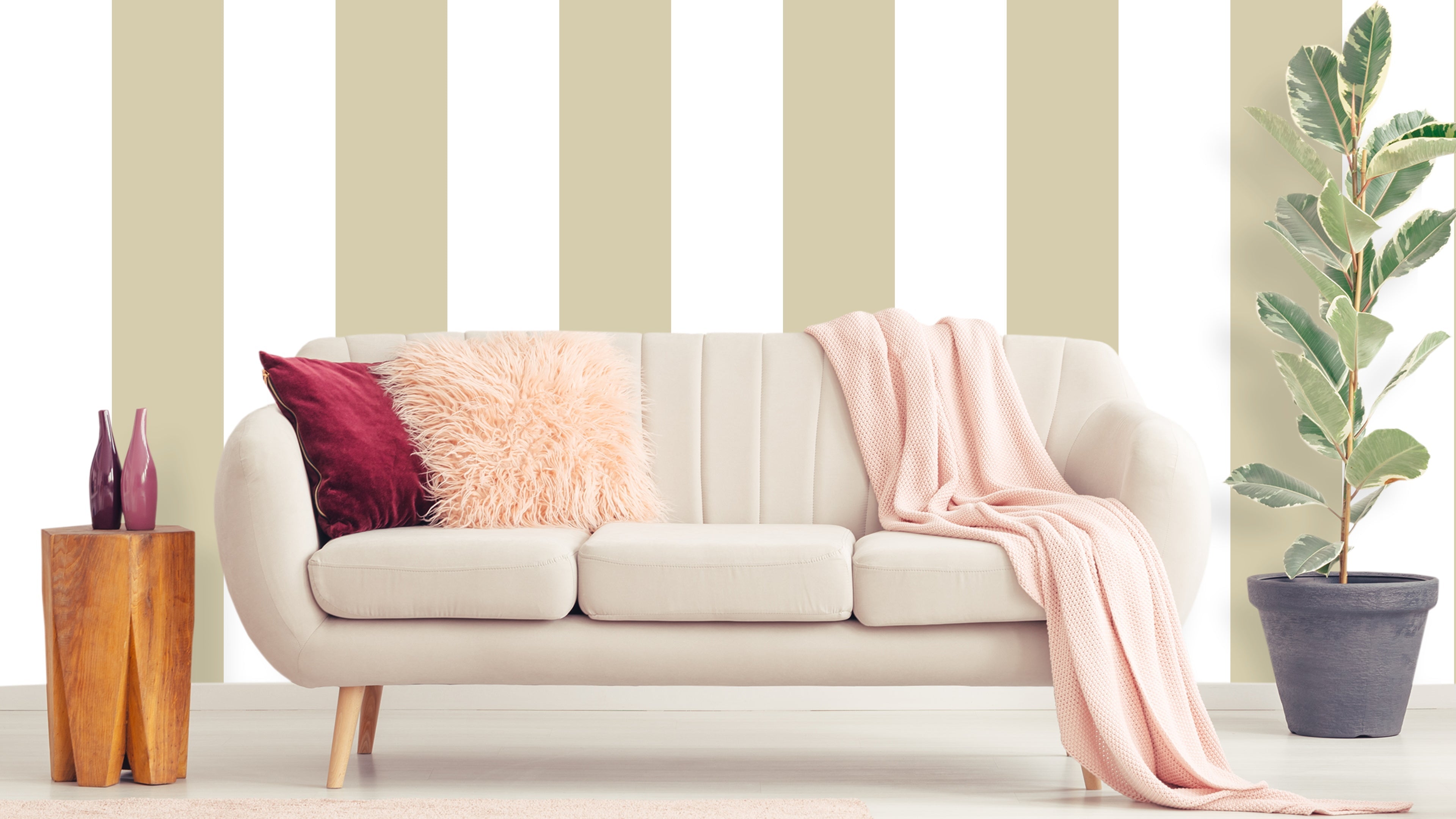 Big Stripes - Vit/Beige