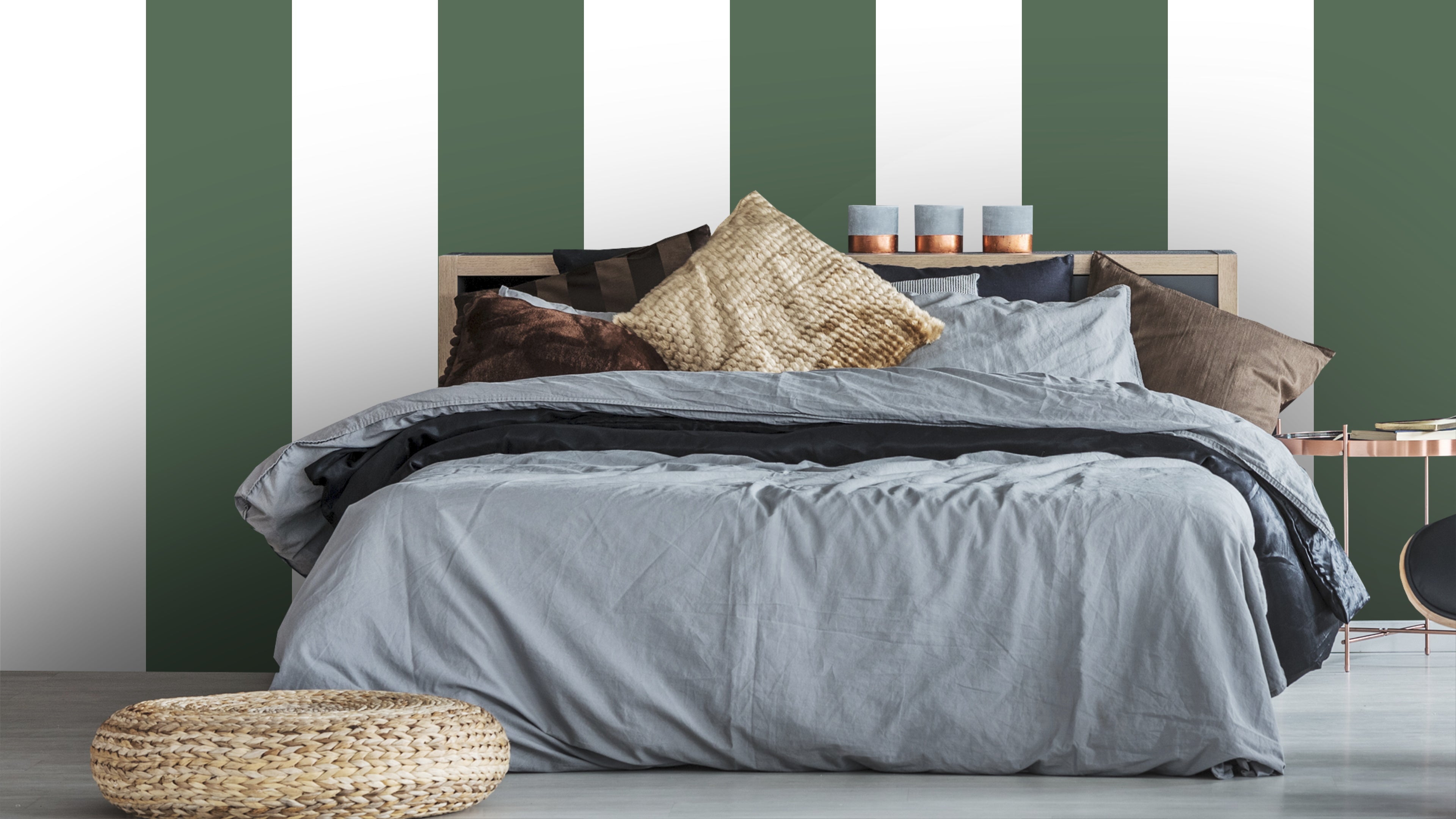 Big Stripes - Vit/Ärggrön X-Large – Grafisk tapet med moderna ränder