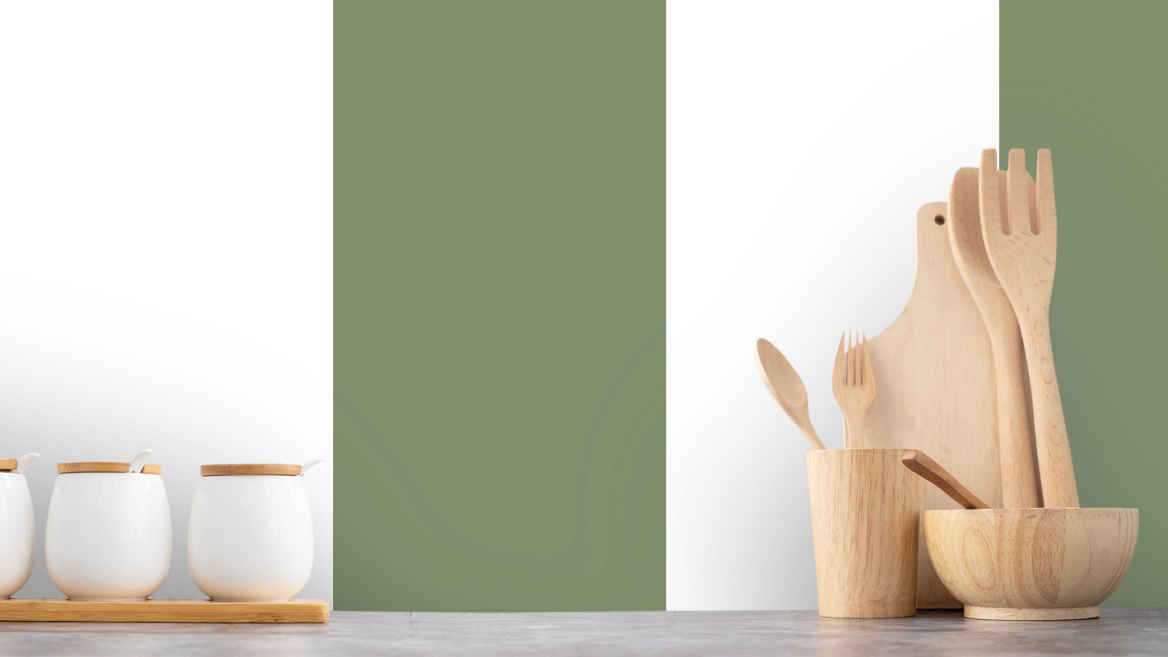 Big Stripes - Vit/olivgrön Large - Klassisk randtapet med generösa proportioner