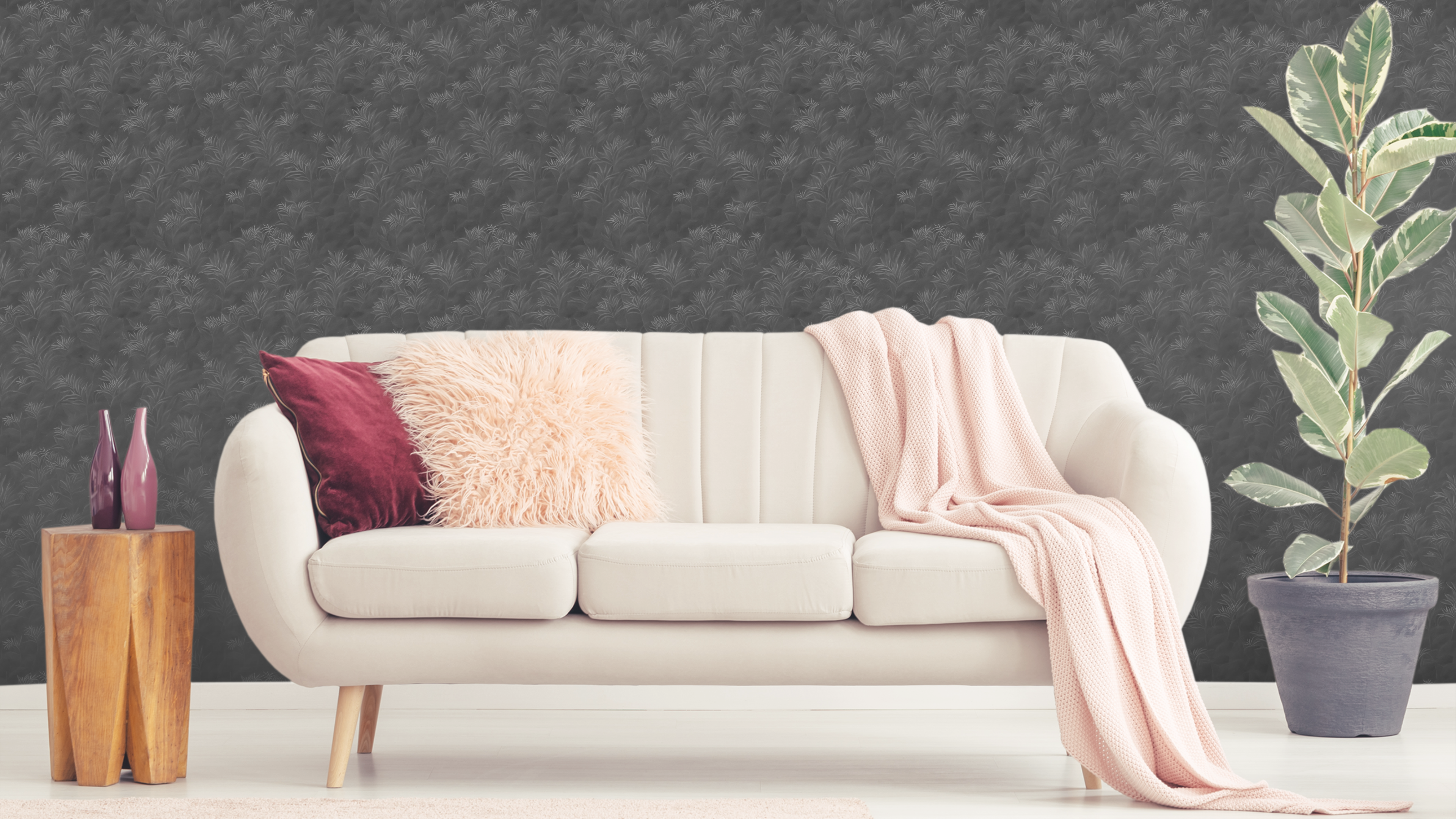 Cabomba in the dark - Elegant tapet med akvatiska växter i mörk ton