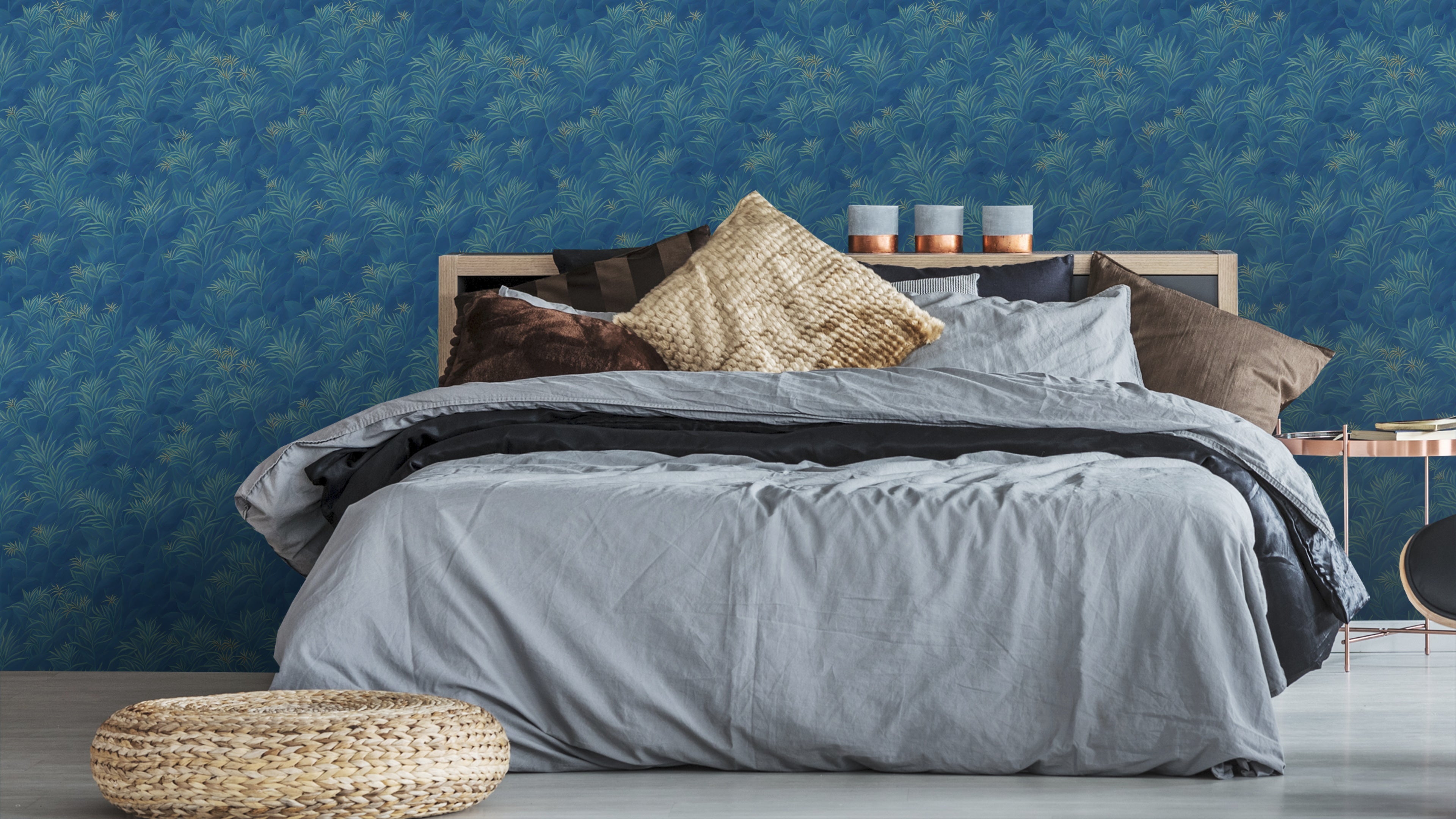 Cabomba in the moonlight - Elegant tapet med akvatiska växter i ljus ton