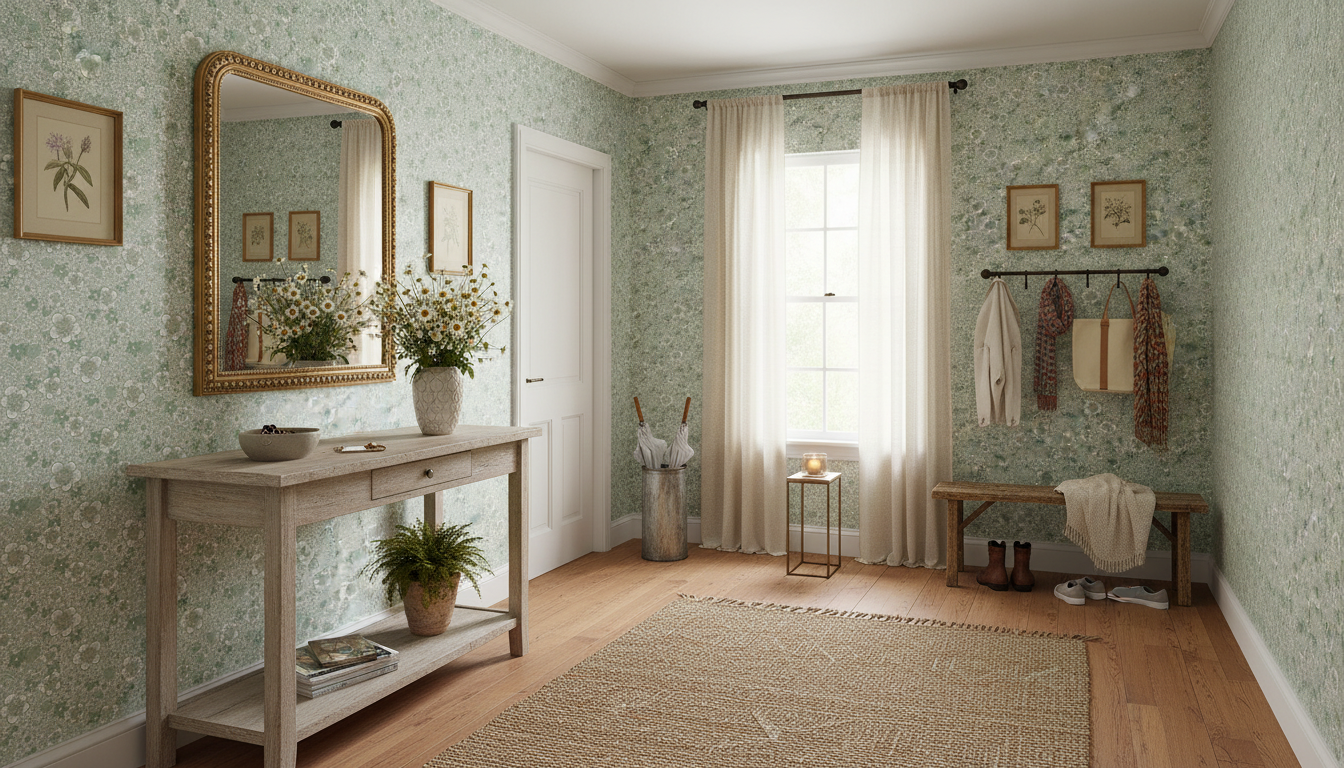 Springtime - Grå - Subtil blommig tapet för sovrum