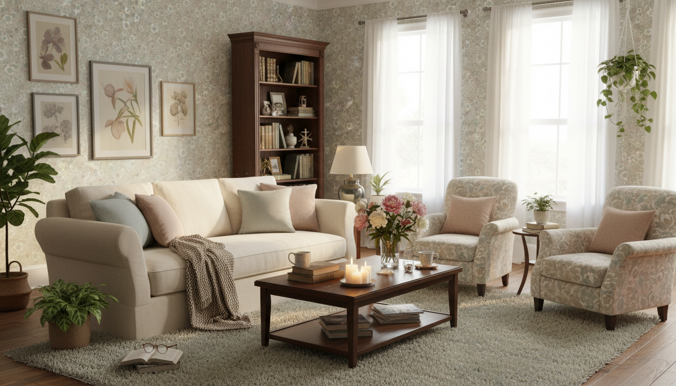 Springtime - Ljusrosa - Romantisk blommig tapet för sovrum