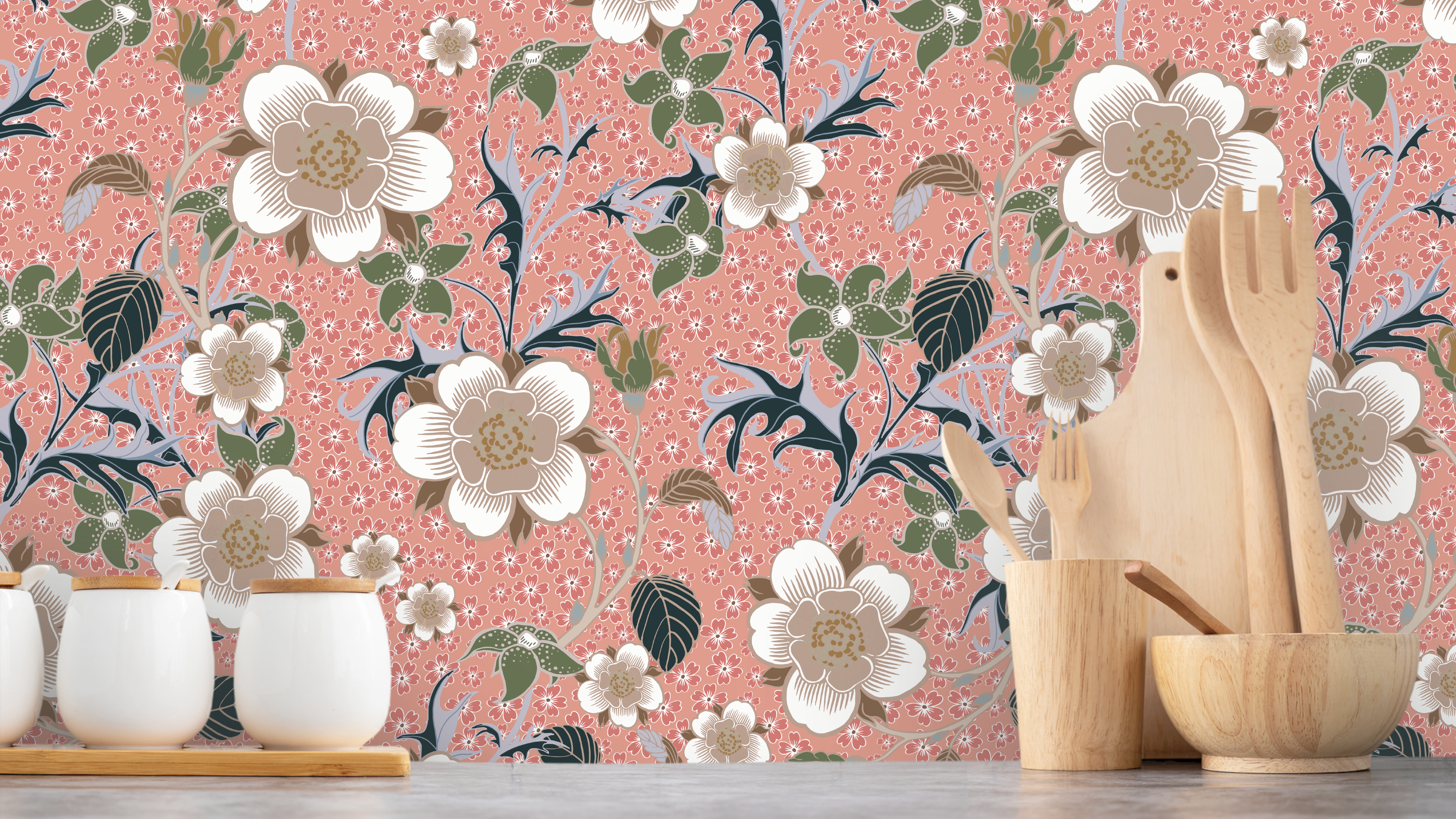 Springtime - Gammelrosa - Färgglad blommig tapet för alla rum