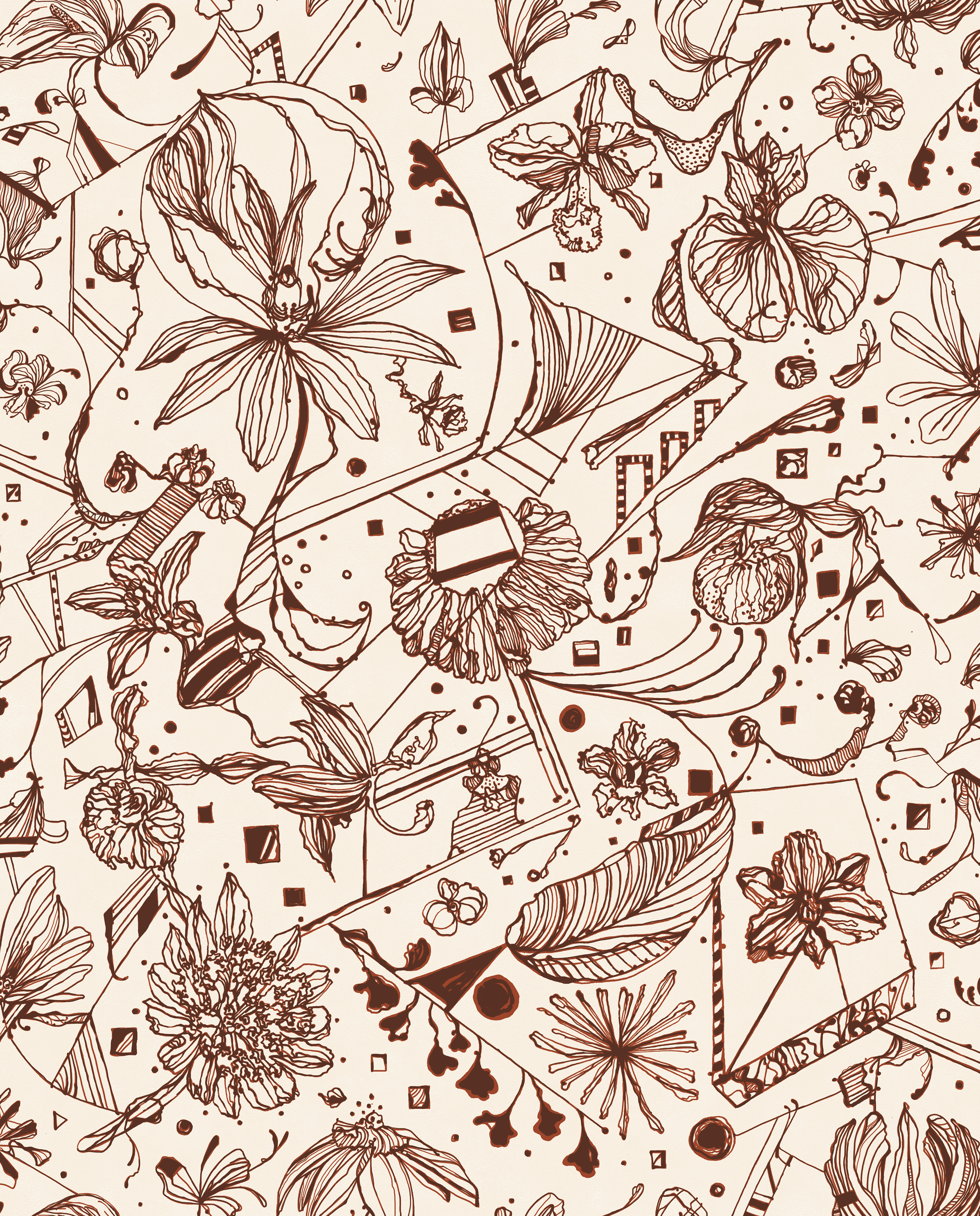 Floralies - Koppar – Elegant tapet med abstrakt konst i varm kopparton