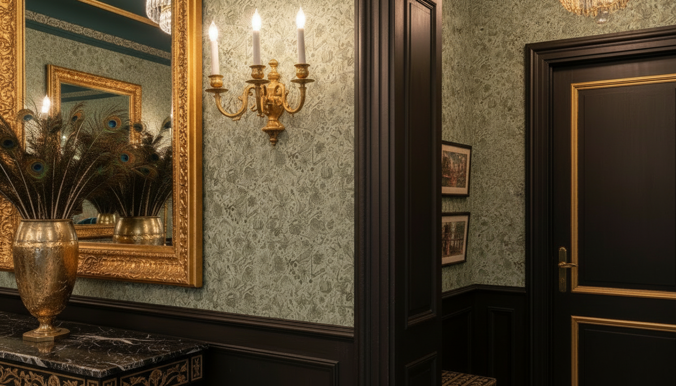 Floralies - Grågrön – Elegant tapet med abstrakt konst i grågrön nyans