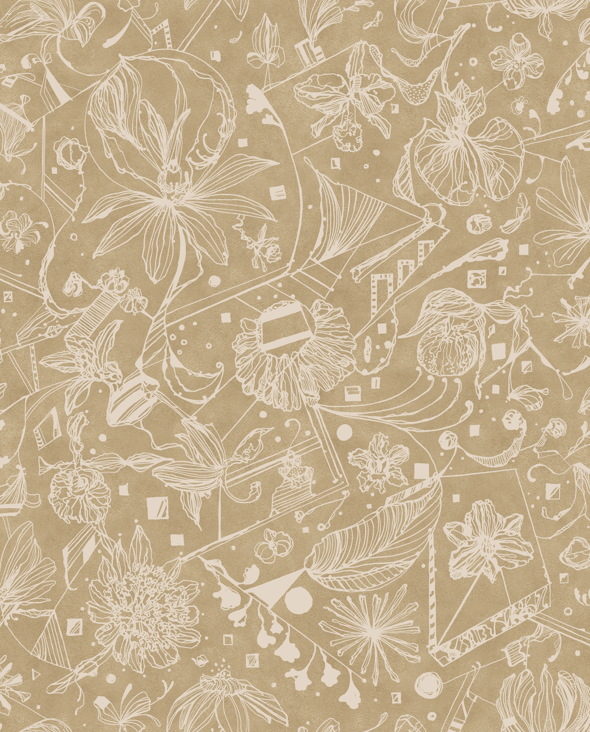 Reval Wallpaper Floralies - Beige – Elegant tapet med abstrakt konst i mjuka beige toner – högkvalitativ tapet för en pers...