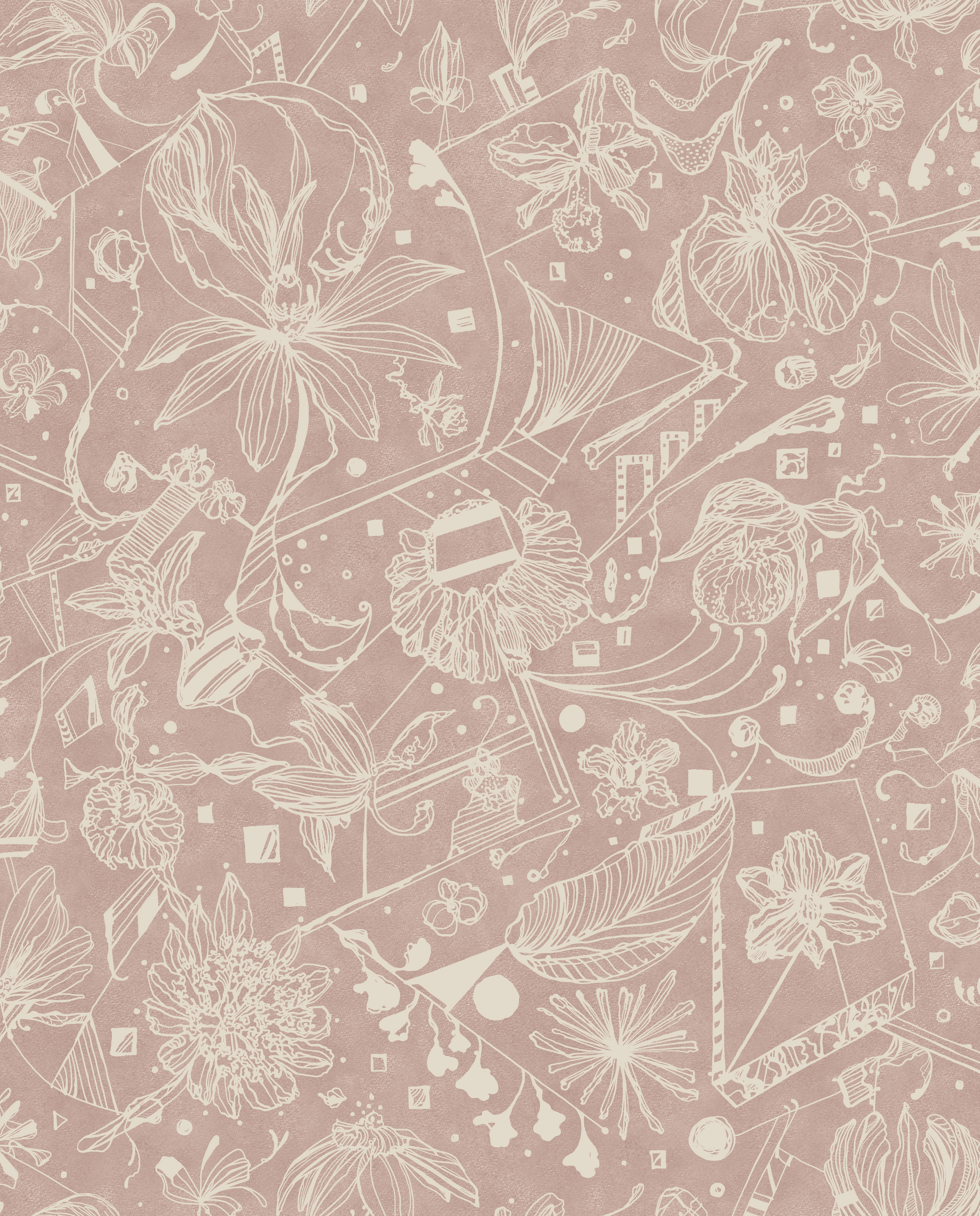 Floralies - Rosa – Elegant tapet med abstrakt konst i mjuka rosa toner