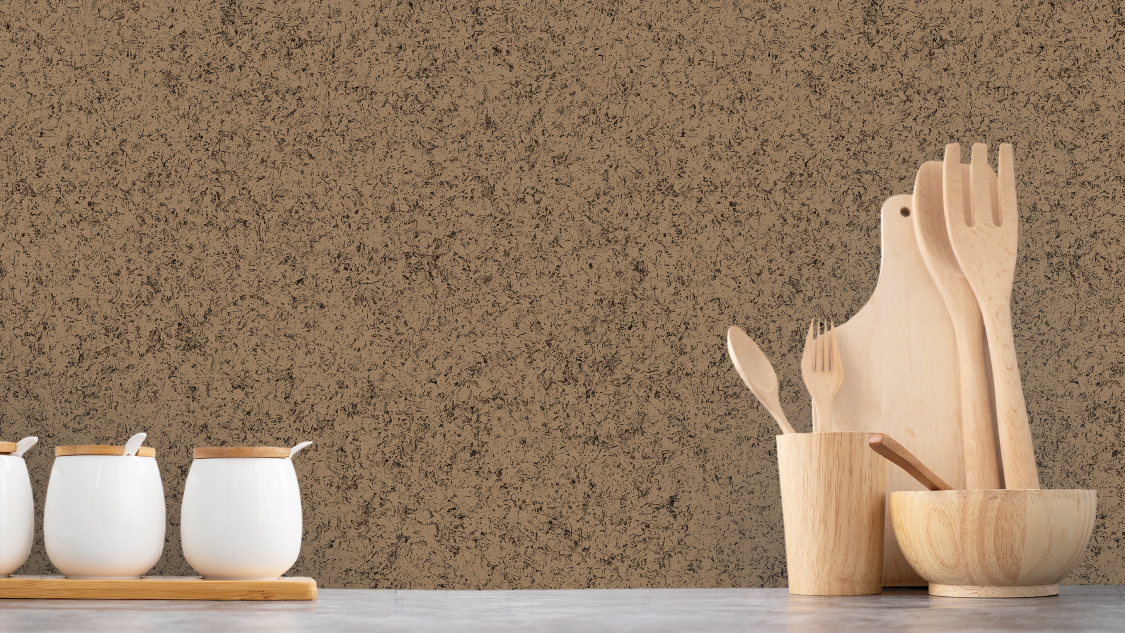 Reval Wallpaper Board Texture - Sadelbrun - Minimalistisk tapet med byggskivestruktur – högkvalitativ tapet för en personl...