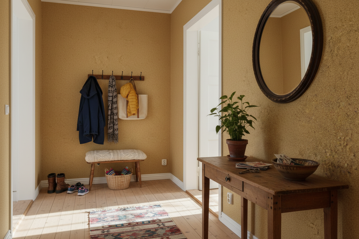 Reval Wallpaper Board Texture - Ockergul - Minimalistisk tapet med byggskivestruktur – högkvalitativ tapet för en personli...