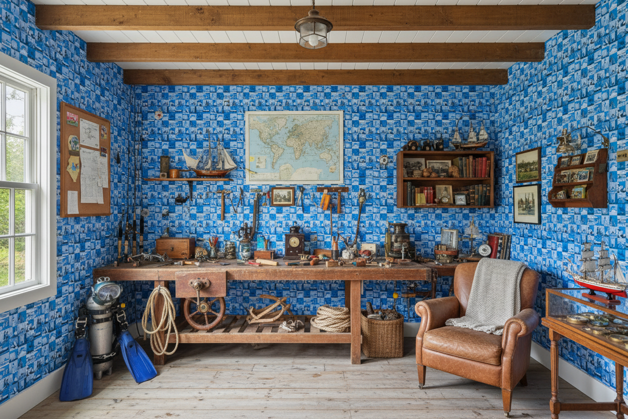 Jorden i byggsats - Blått kollage med världens alla hörn