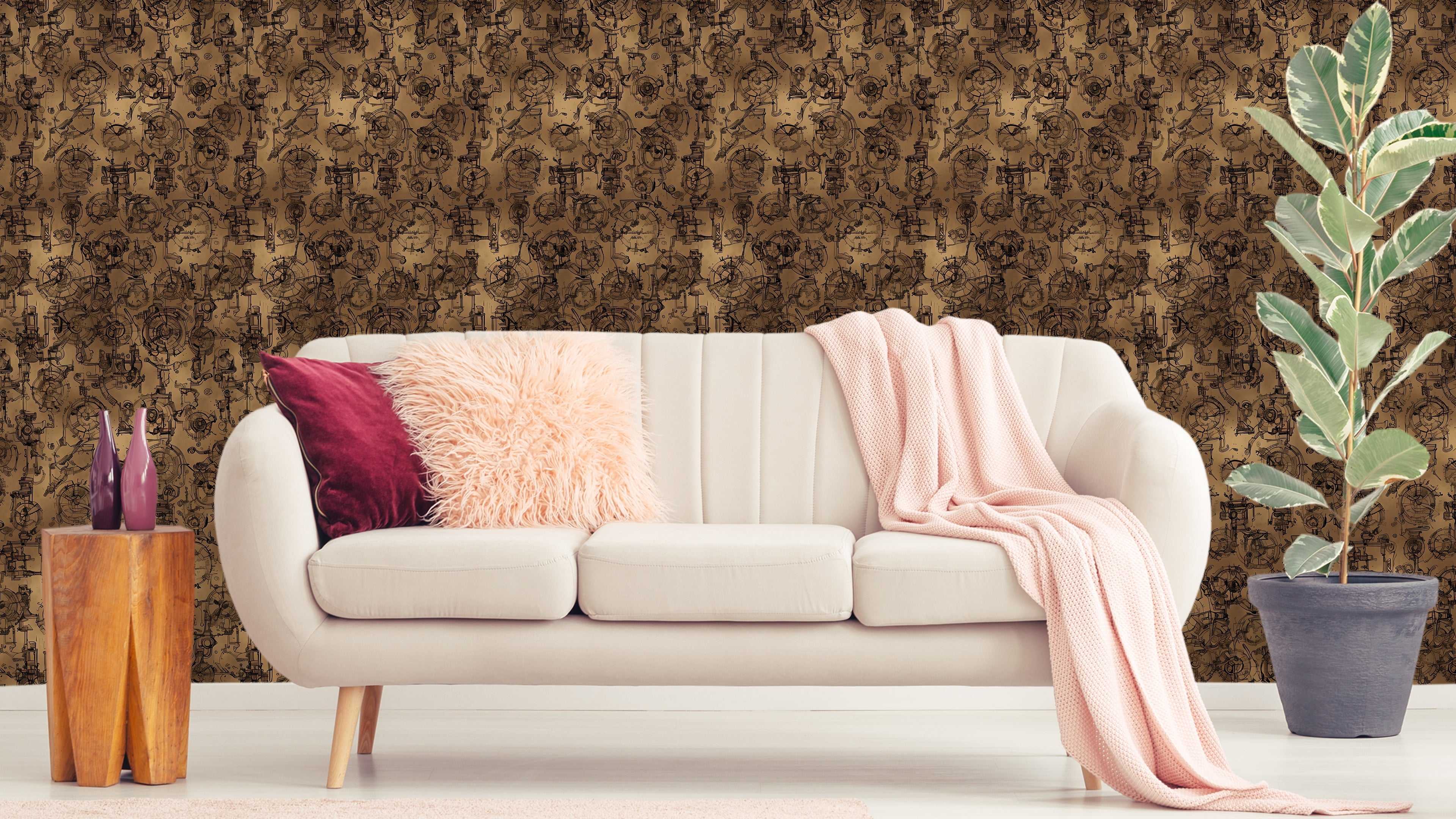 Steampunk - Industriell tapet med kugghjul och mekaniska detaljer