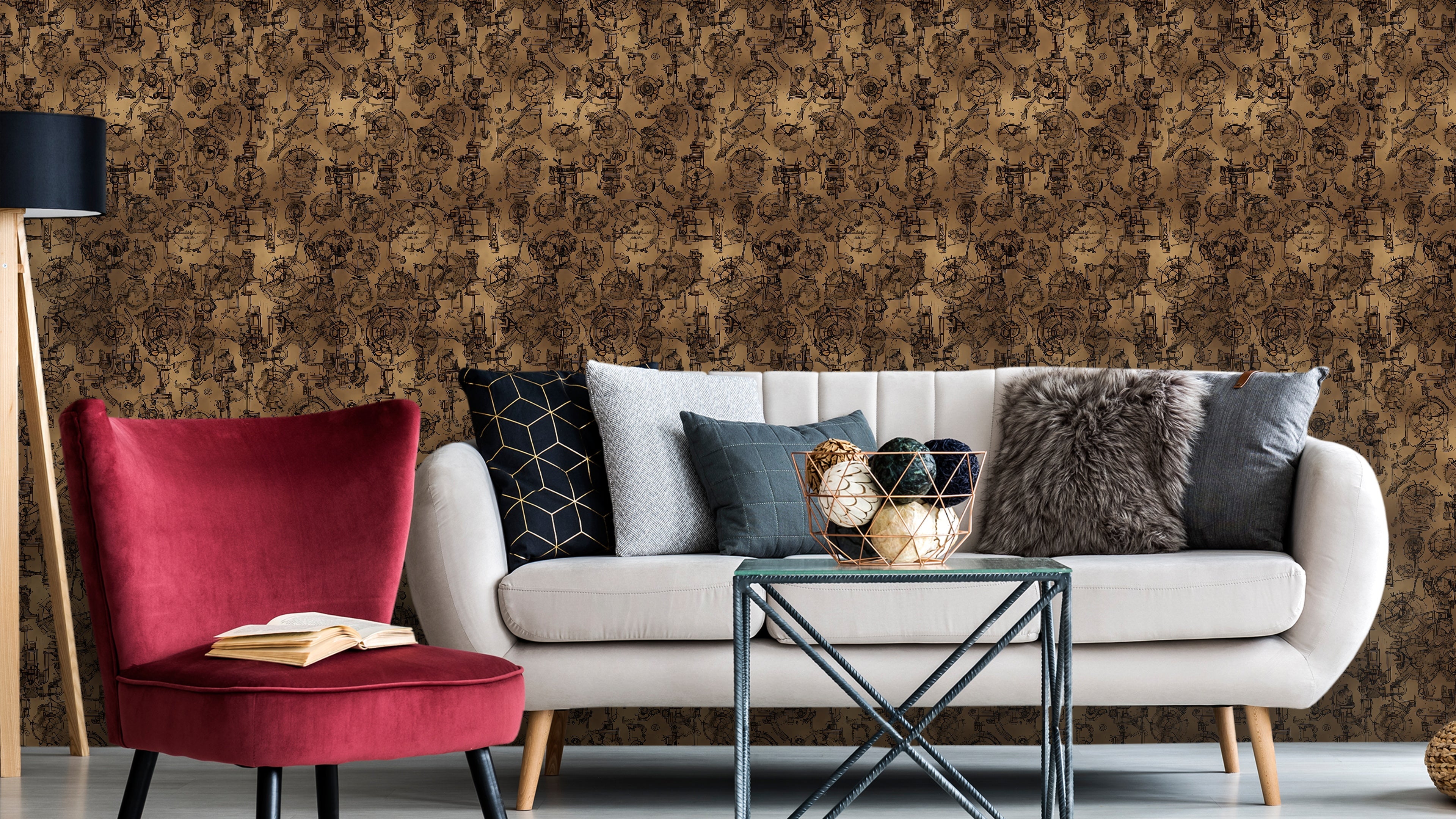 Steampunk - Industriell tapet med kugghjul och mekaniska detaljer