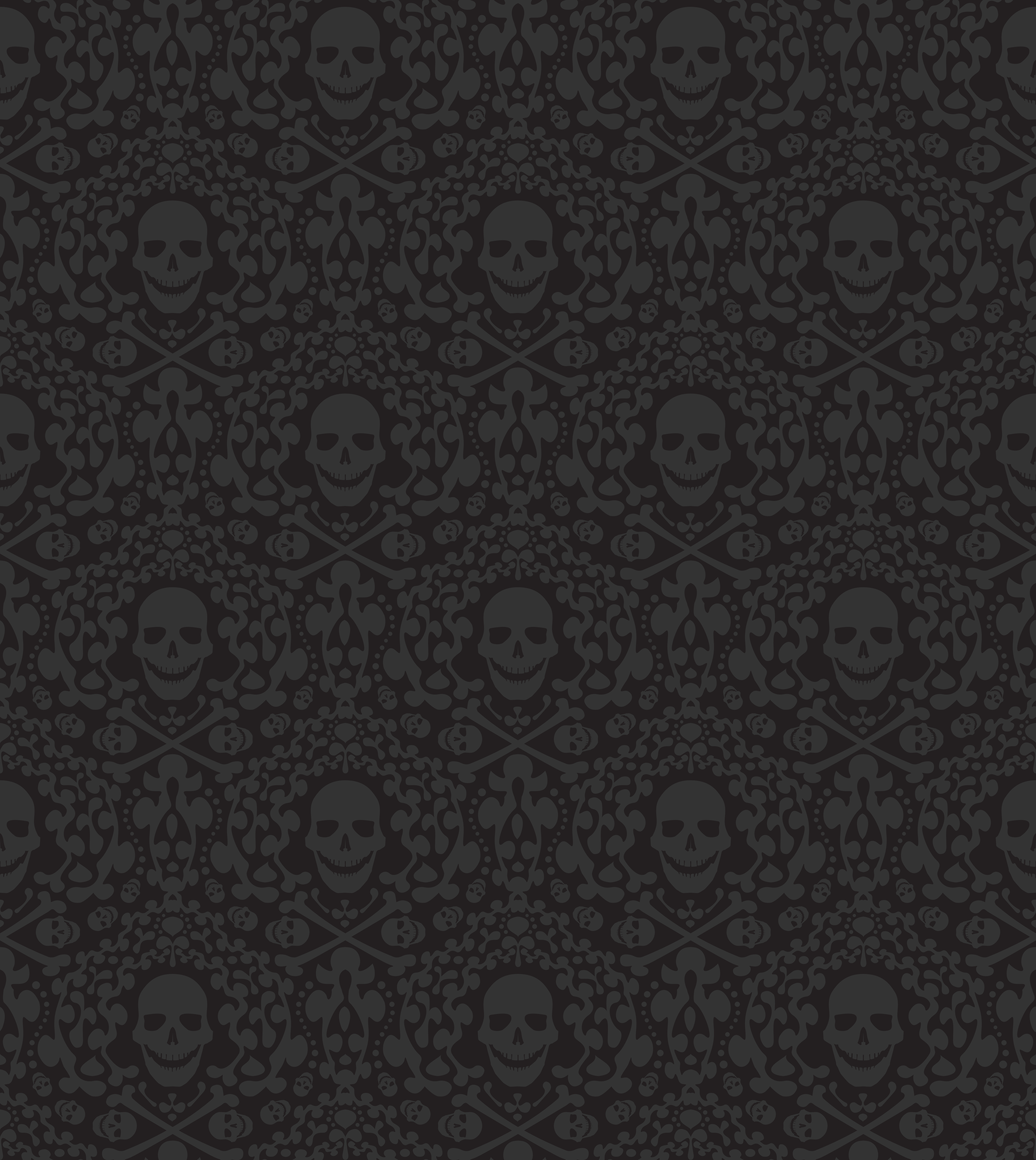 Happy Skulls - Svart - Tapet med lekfulla dödskallar för tuffa rum