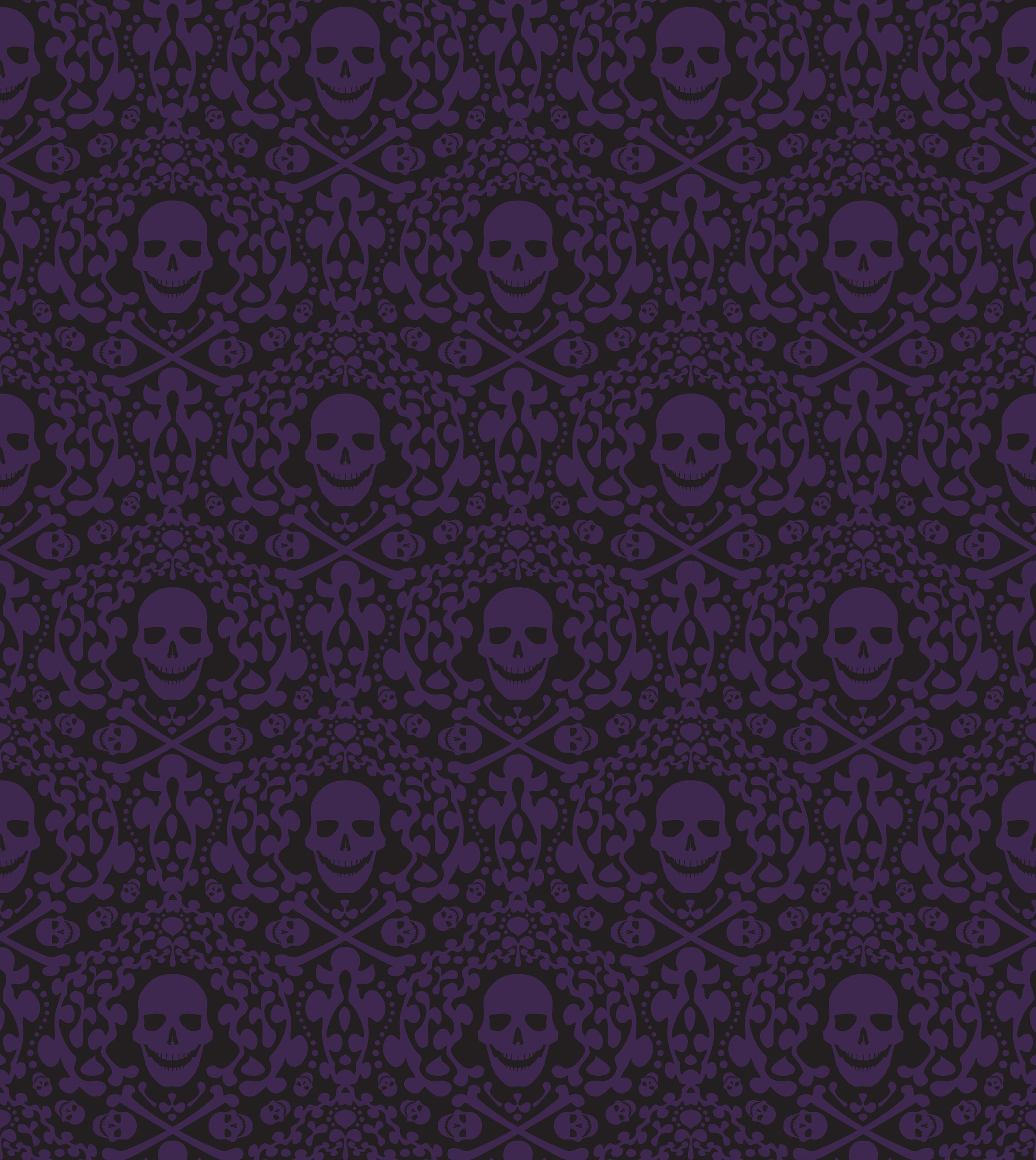 Happy Skulls - Lila - Tapet med lekfulla dödskallar för tuffa rum