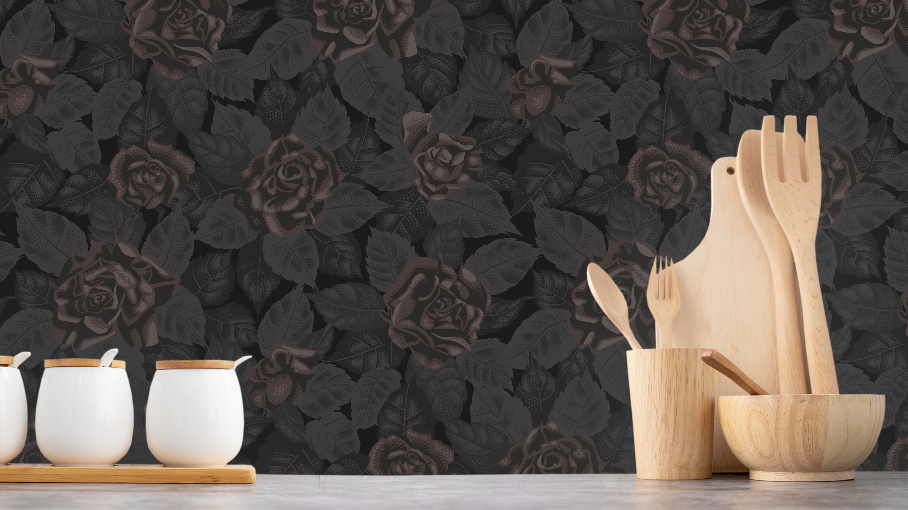 Dark Roses - Dramatisk tapet med mörka rosor i lila och svart