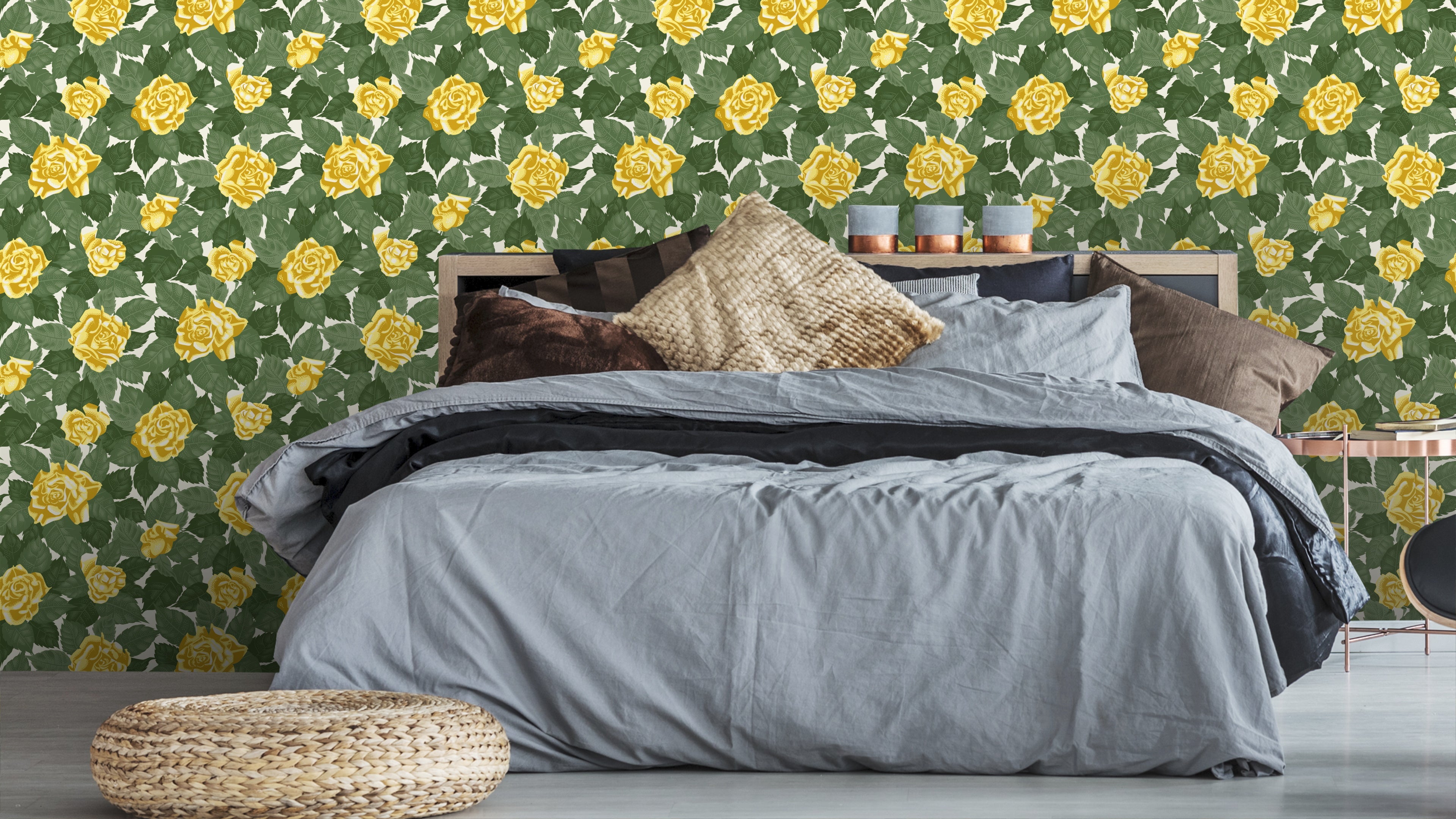 Gula Rosor - Tapet med klassiska rosor i varma gula toner