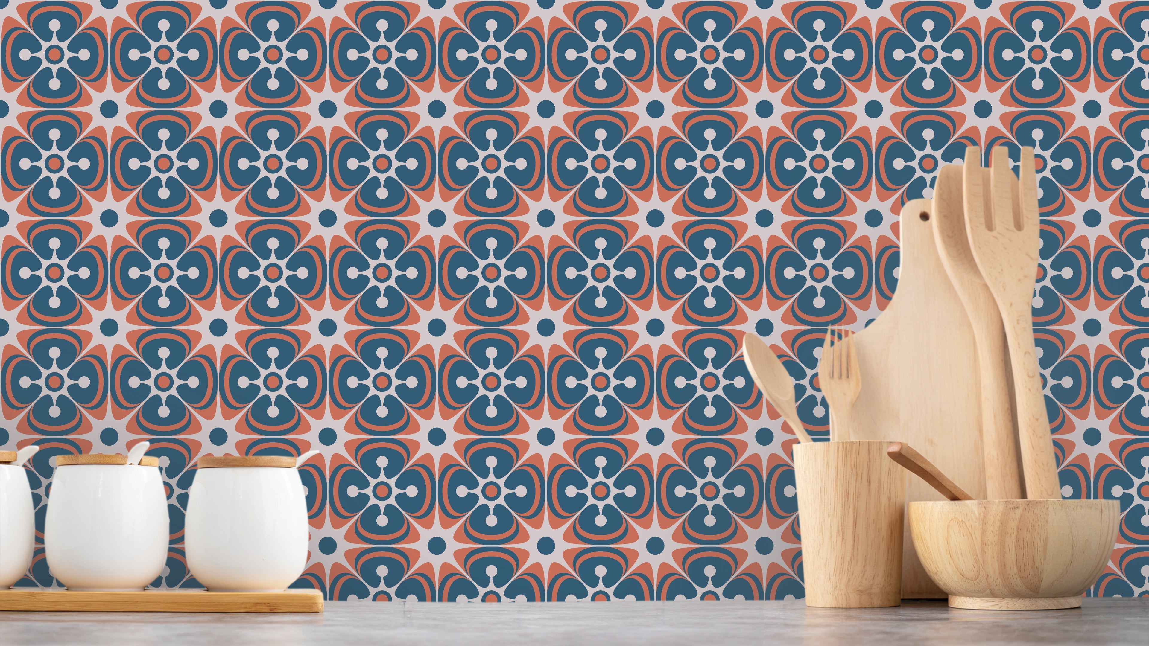 Tile Flowers - RednBlue