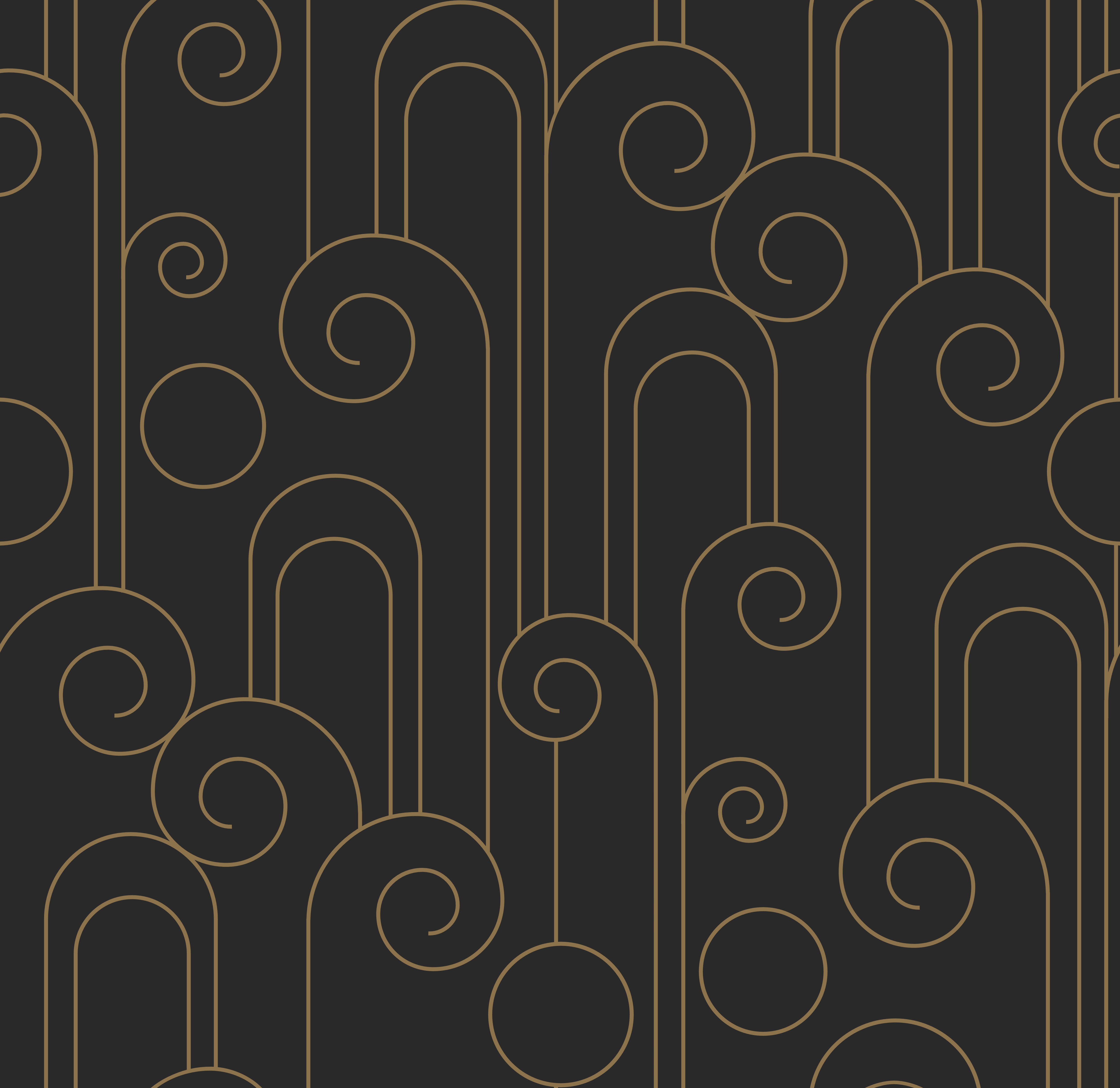 Curls - Tapet med art deco-inspirerade kurvor i brunt