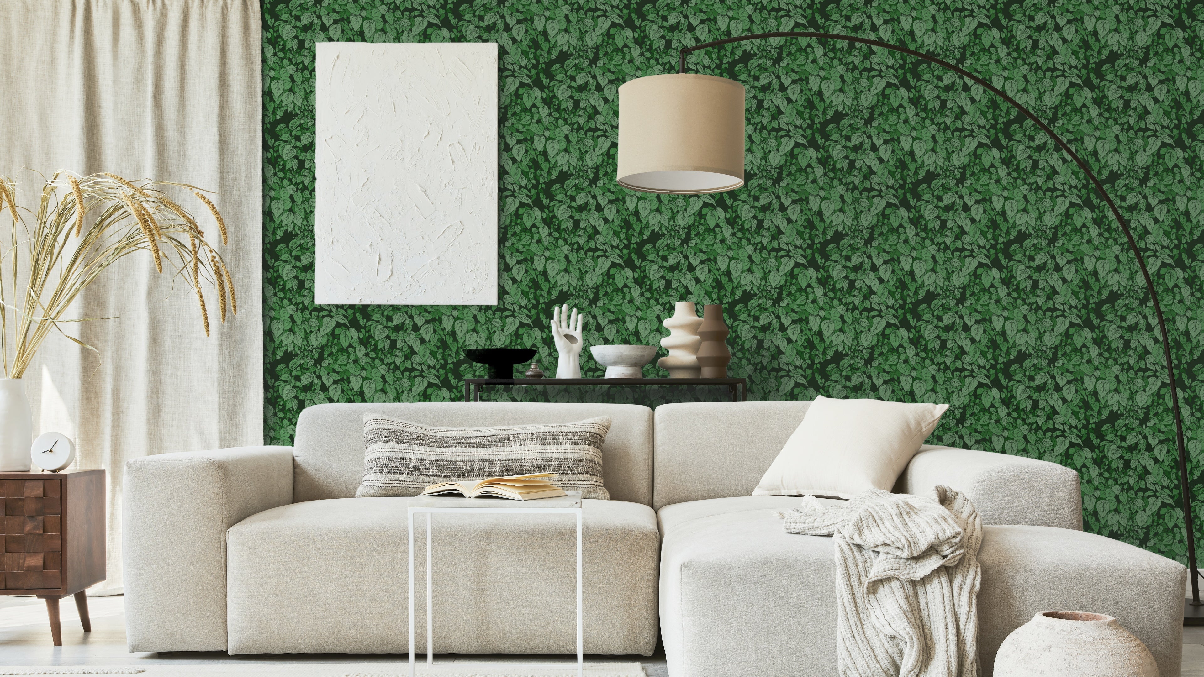 Schersmin - Grön - Klassisk tapet med djup färg och lantlig charm