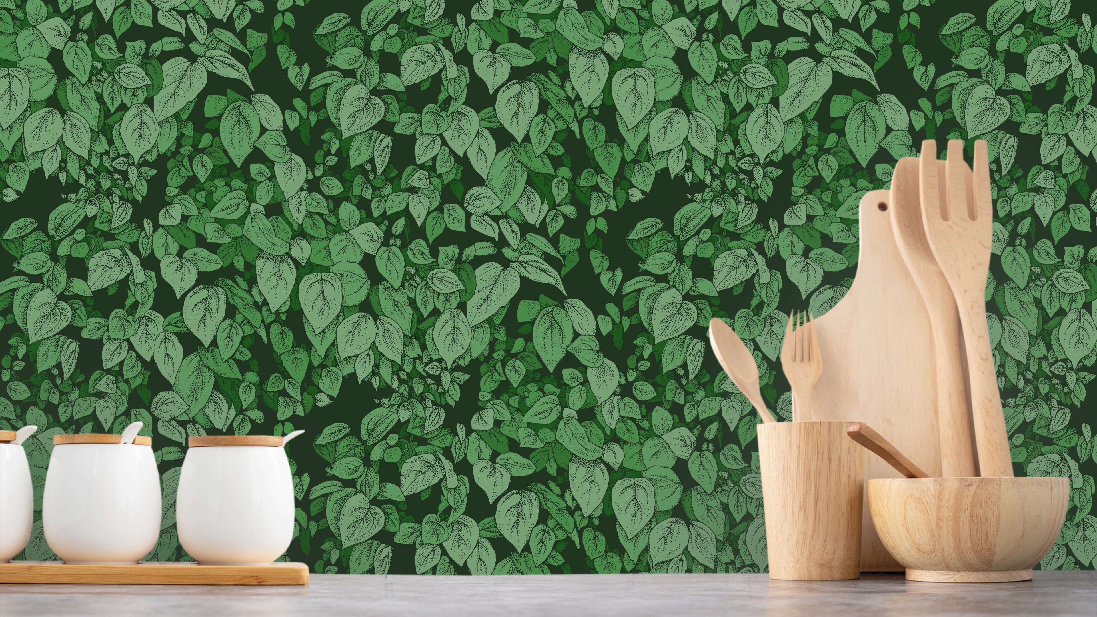 Schersmin - Grön - Klassisk tapet med djup färg och lantlig charm