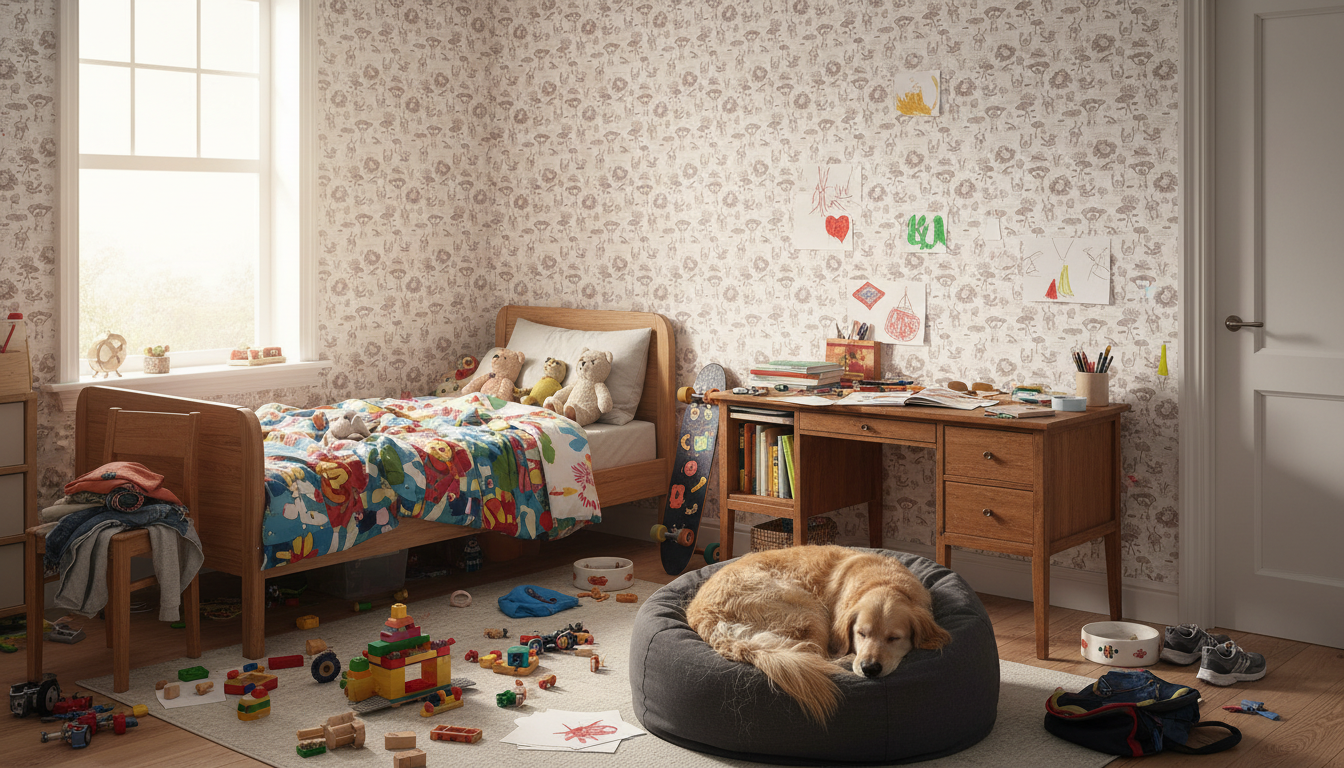 Badgroda - Grå - Barnrumstapet med grodor och näckrosor