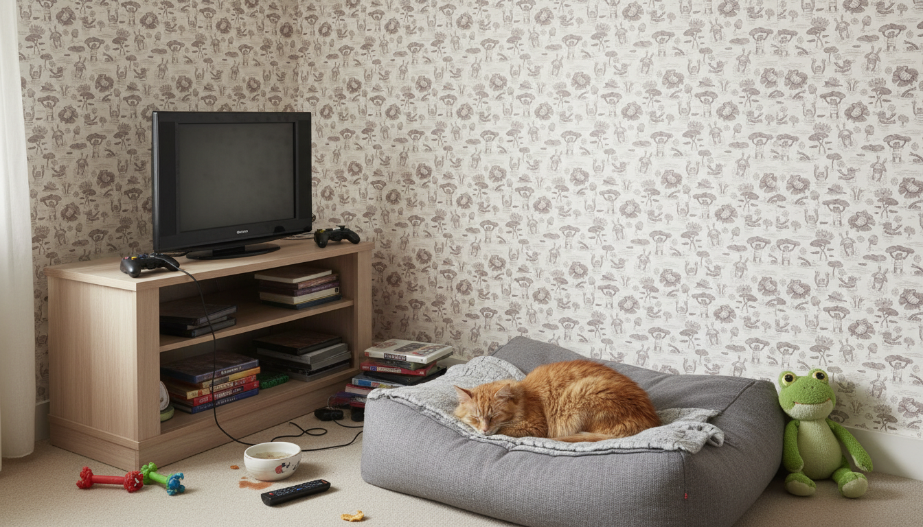 Badgroda - Grå - Barnrumstapet med grodor och näckrosor