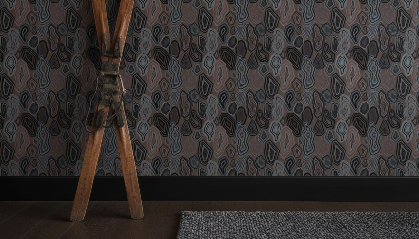 Agate Lava – Tapet med retro stormönster i varma bruna toner