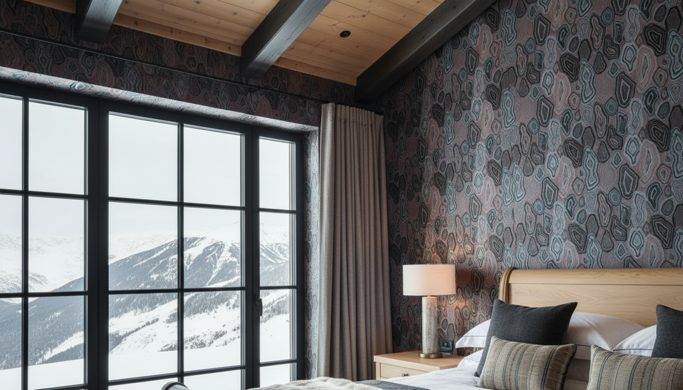 Agate Lava – Tapet med retro stormönster i varma bruna toner