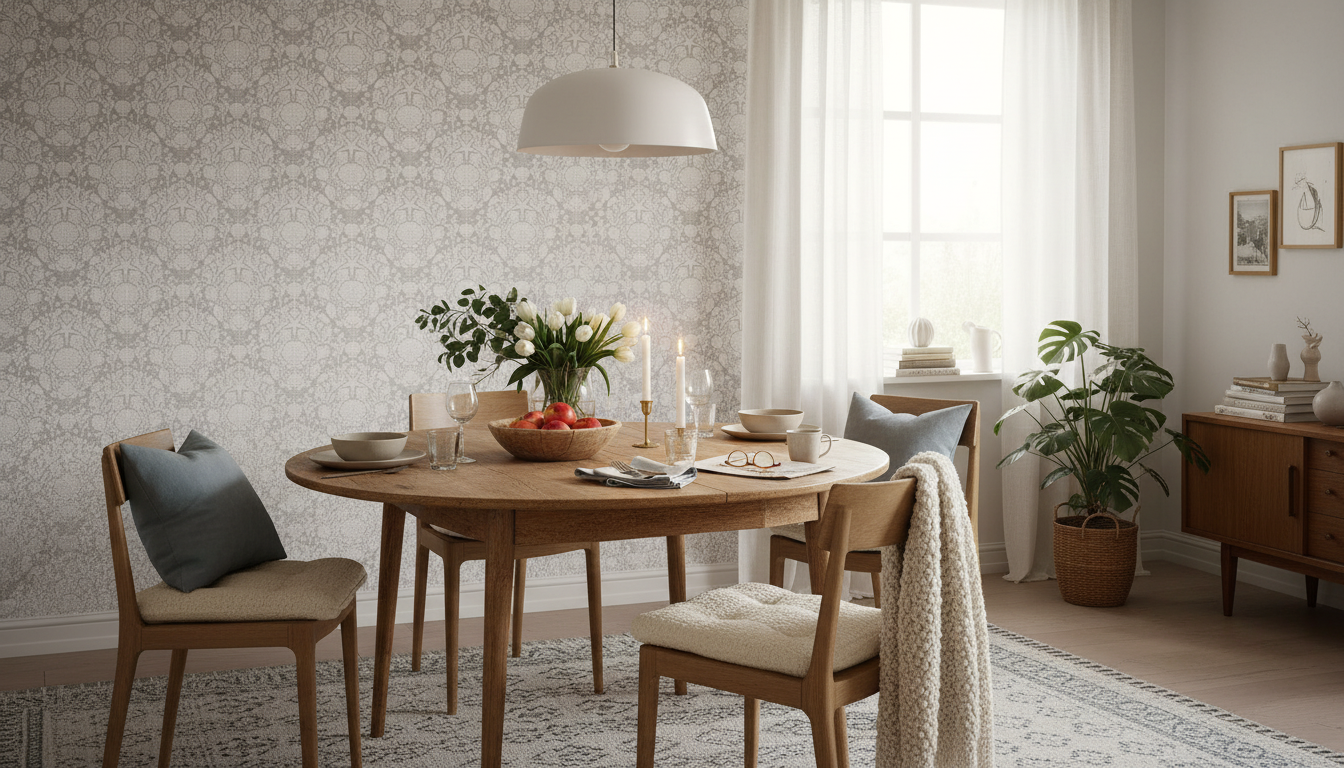 Deep Sea Damask - Pearl – Marin tapet med havsdjur och växter