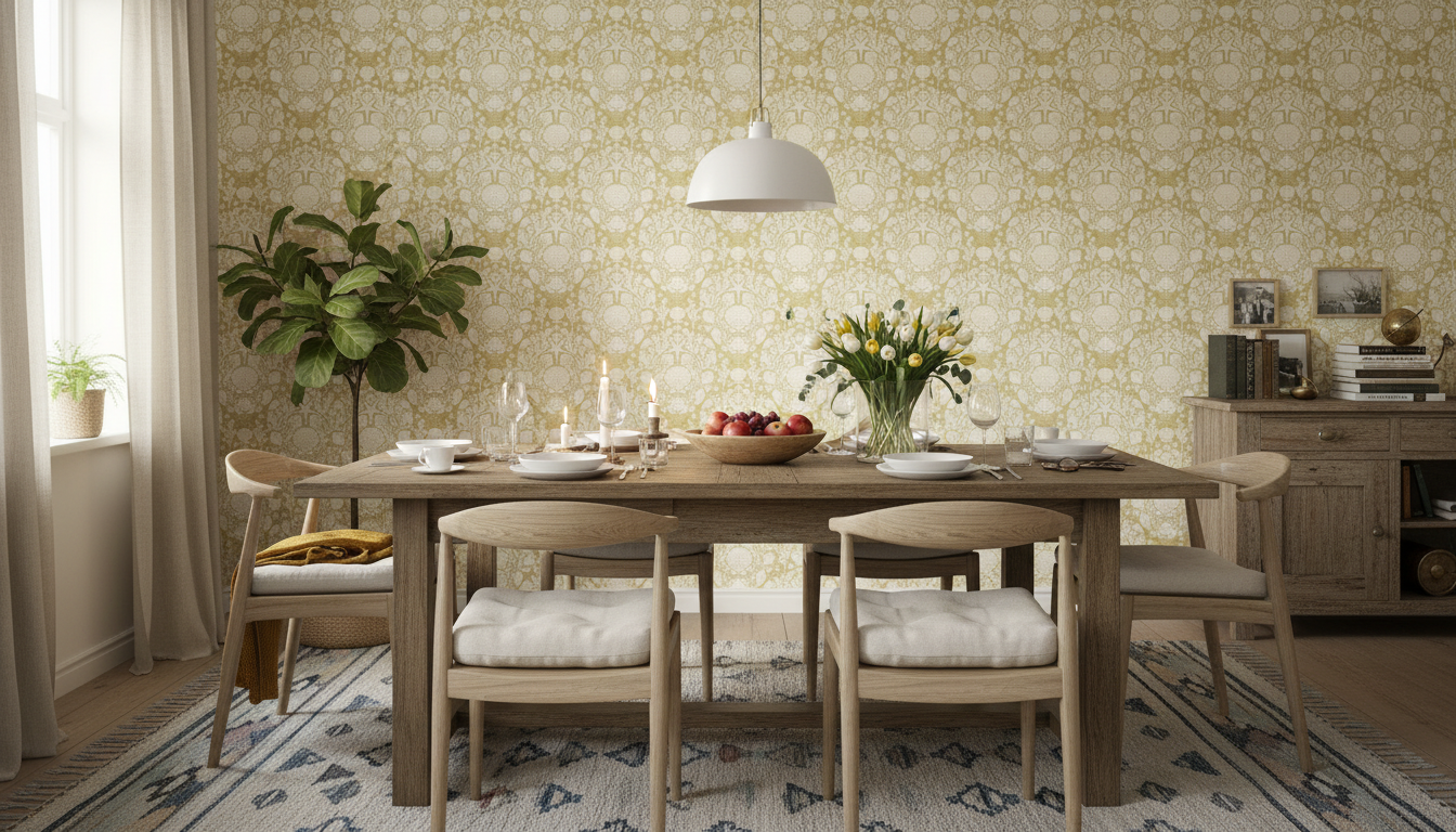 Deep Sea Damask - Sunny – Marin tapet med havsdjur och växter