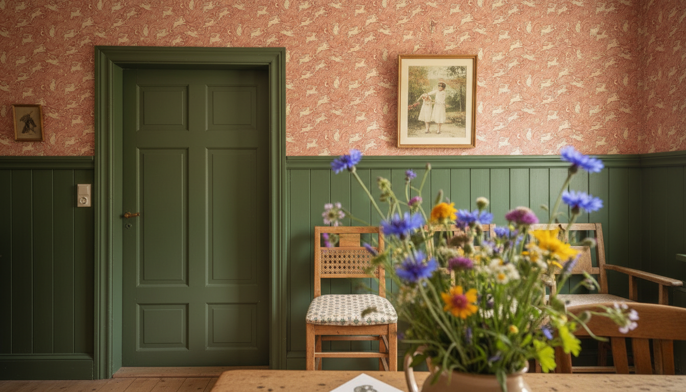 Celestial Sea Rabbit - half drop - Varm Rosa – Lekfull tapet med havskaniner i varm rosa