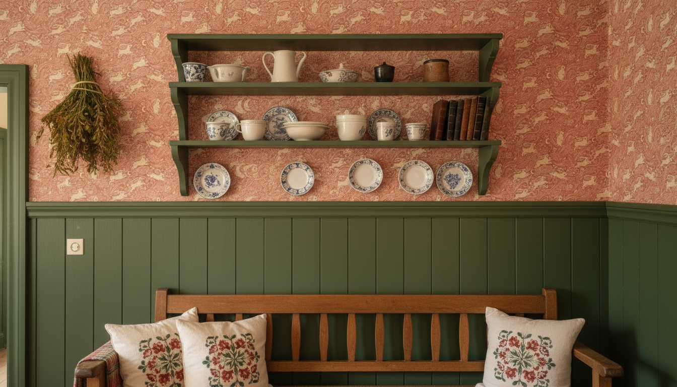 Celestial Sea Rabbit - half drop - Varm Rosa – Lekfull tapet med havskaniner i varm rosa