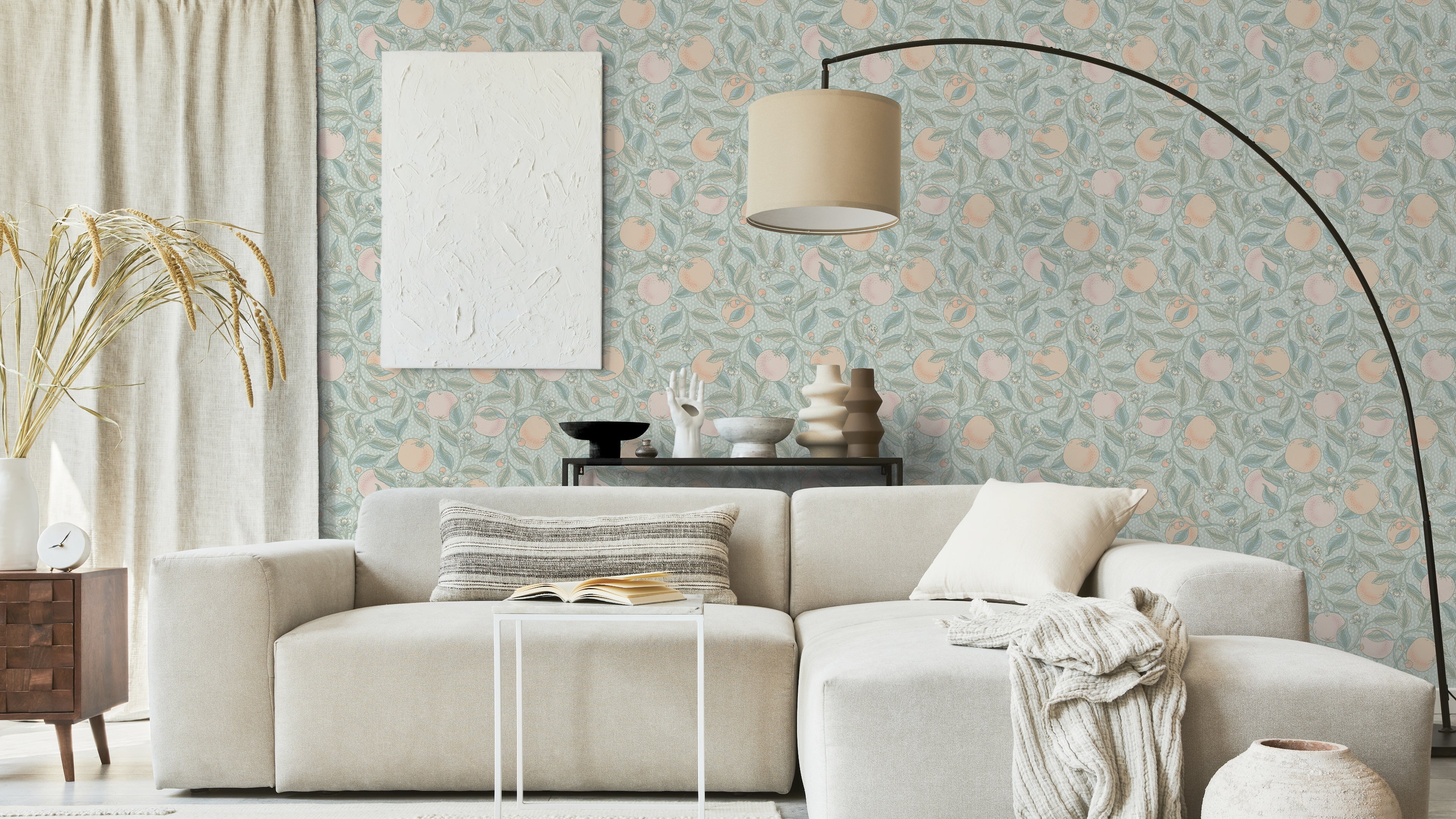 Orange Blossom Pastel – Tapet med apelsinträd i mjuka pastellfärger