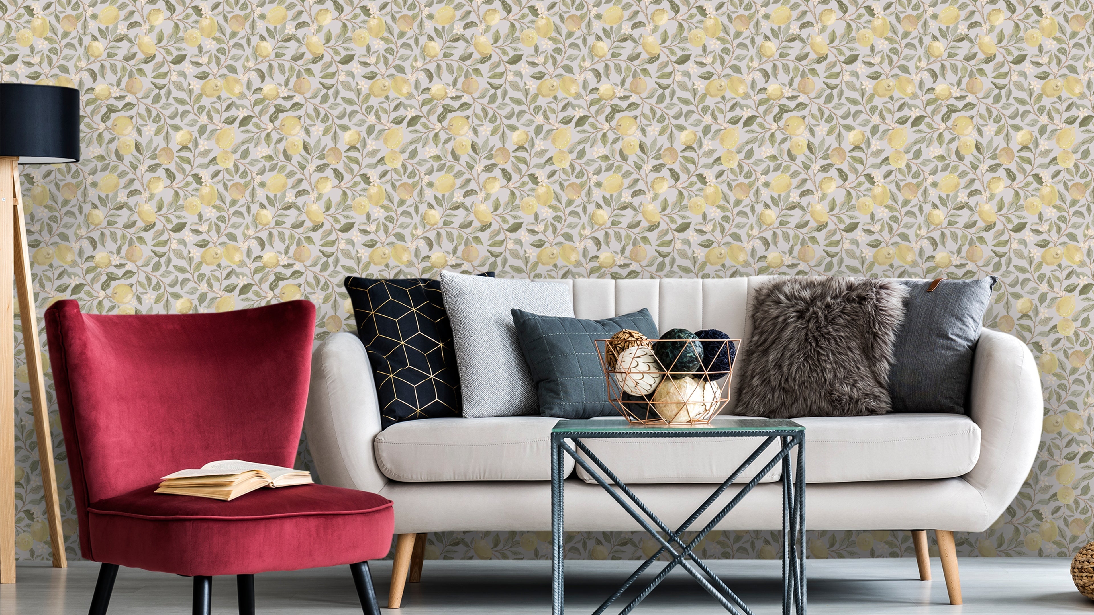 Reval Wallpaper Luscious Lemons - Light Blå – Fräsch citrontapet för ljusa hem – högkvalitativ tapet för en personlig och ...