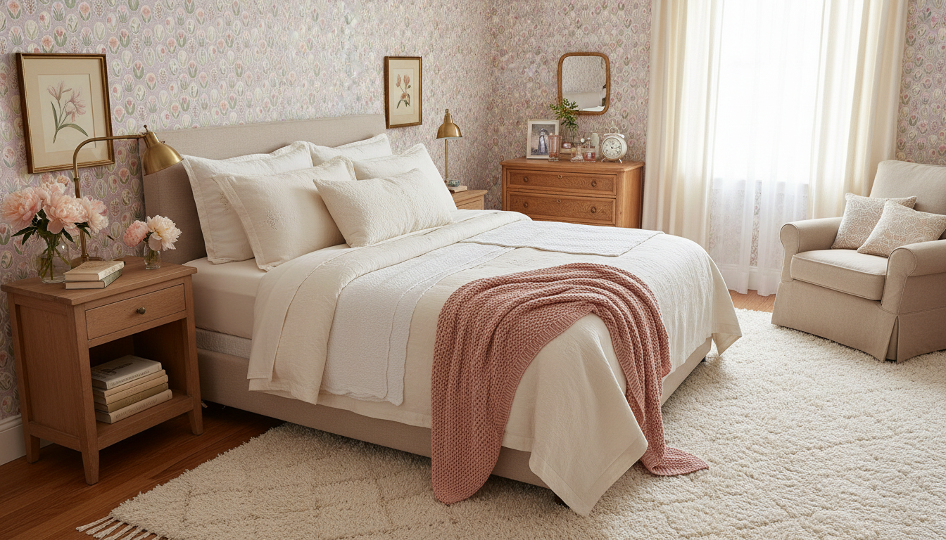 Vårrabatt Lilac - Blommig tapet med vårens fräschör