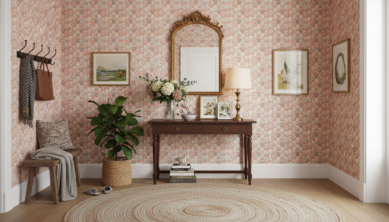 Vårrabatt Terracotta - Blommig tapet med vårens fräschör