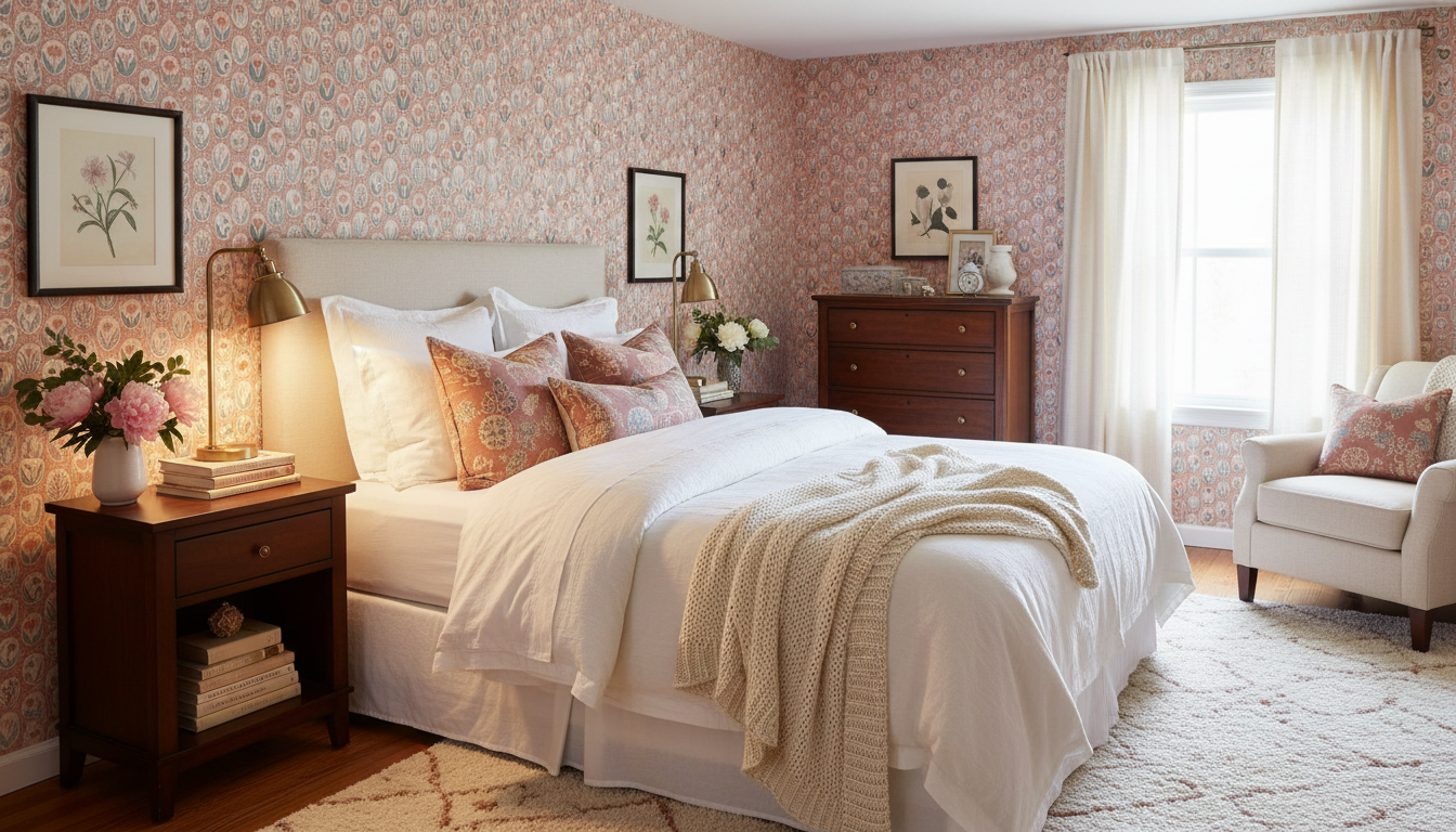 Vårrabatt Terracotta - Blommig tapet med vårens fräschör