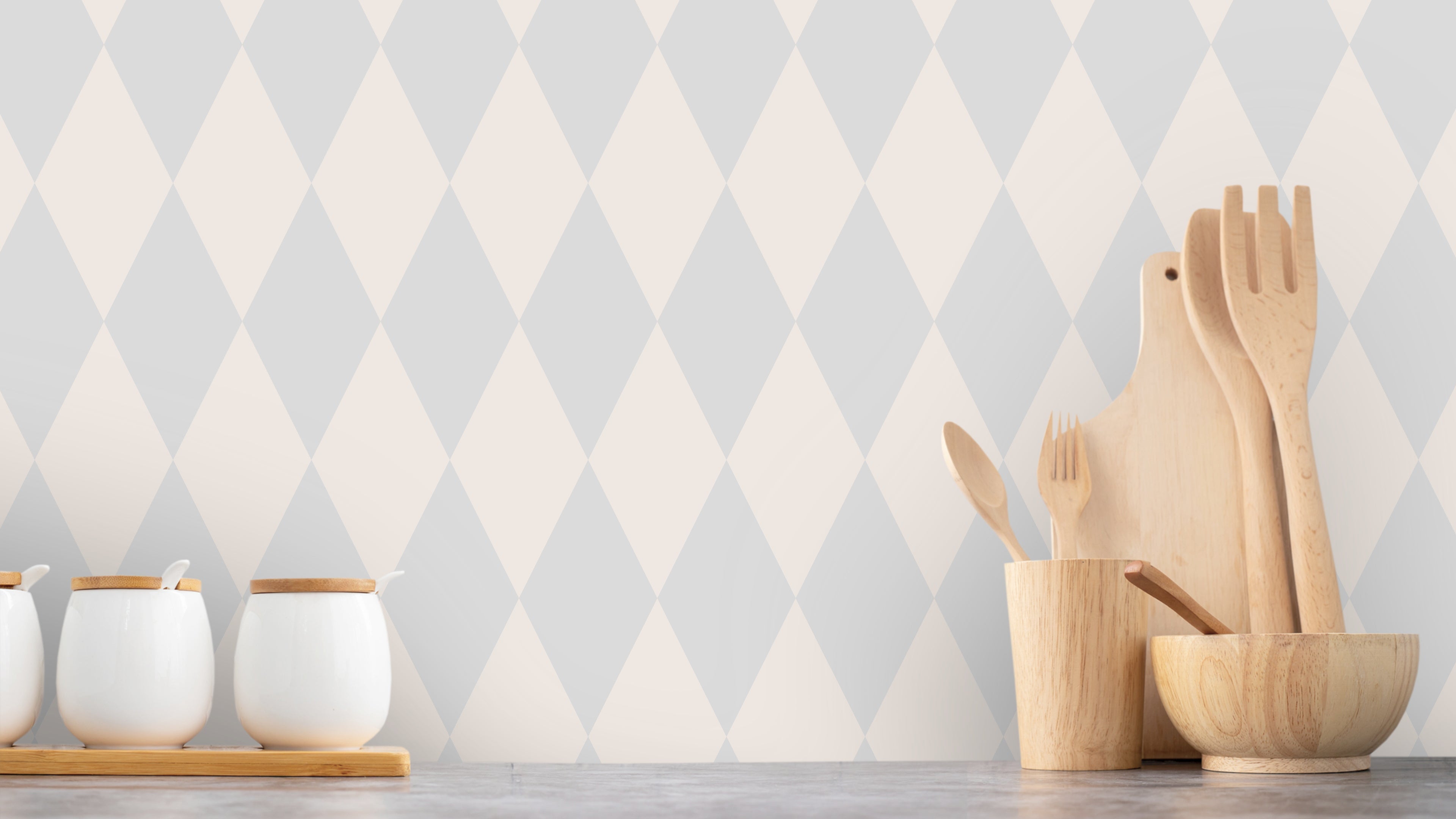 Reveal Tapet Harlequin Pearl - Geometrisk retrotapet i mjuka pastellfärger