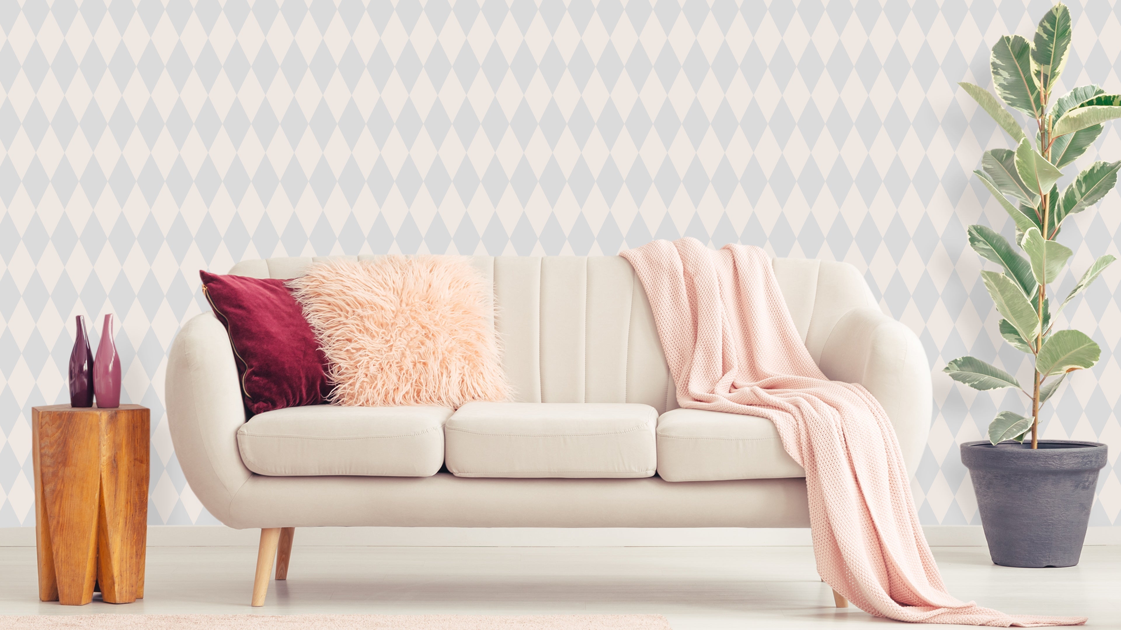 Reveal Tapet Harlequin Pearl - Geometrisk retrotapet i mjuka pastellfärger